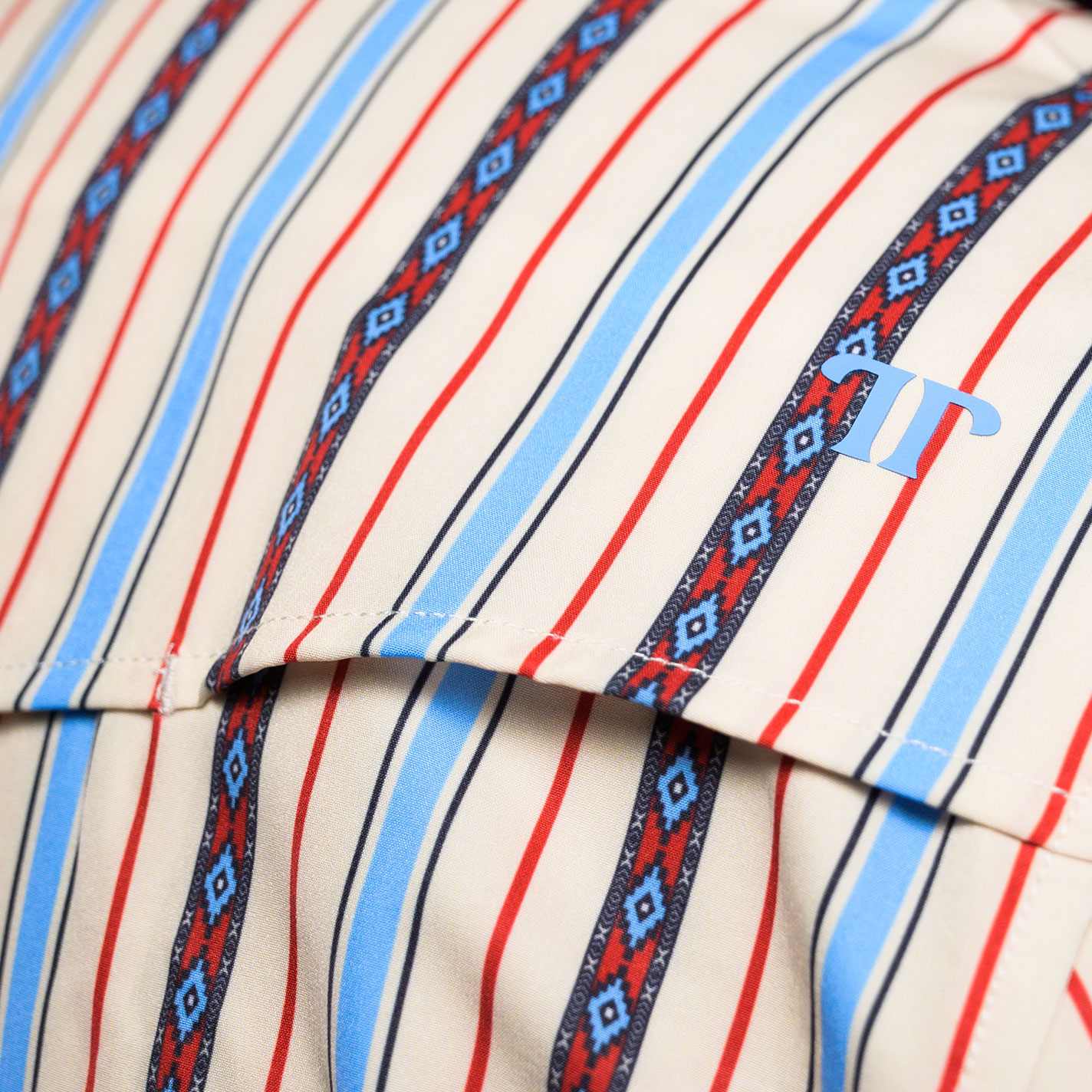 Ferrell Men's Cream & Colorful Striped Western Shirt - Image 2