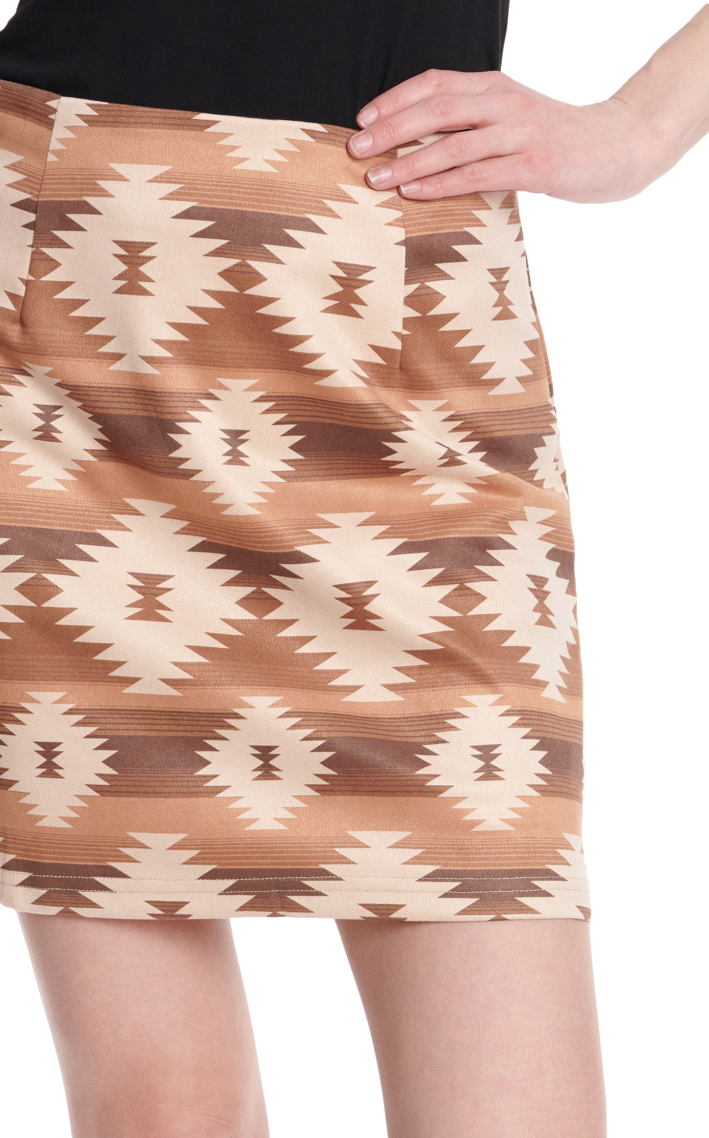 Southern Grace Women's Shades of Coffee & Caramel Aztec Print Skirt - Image 1