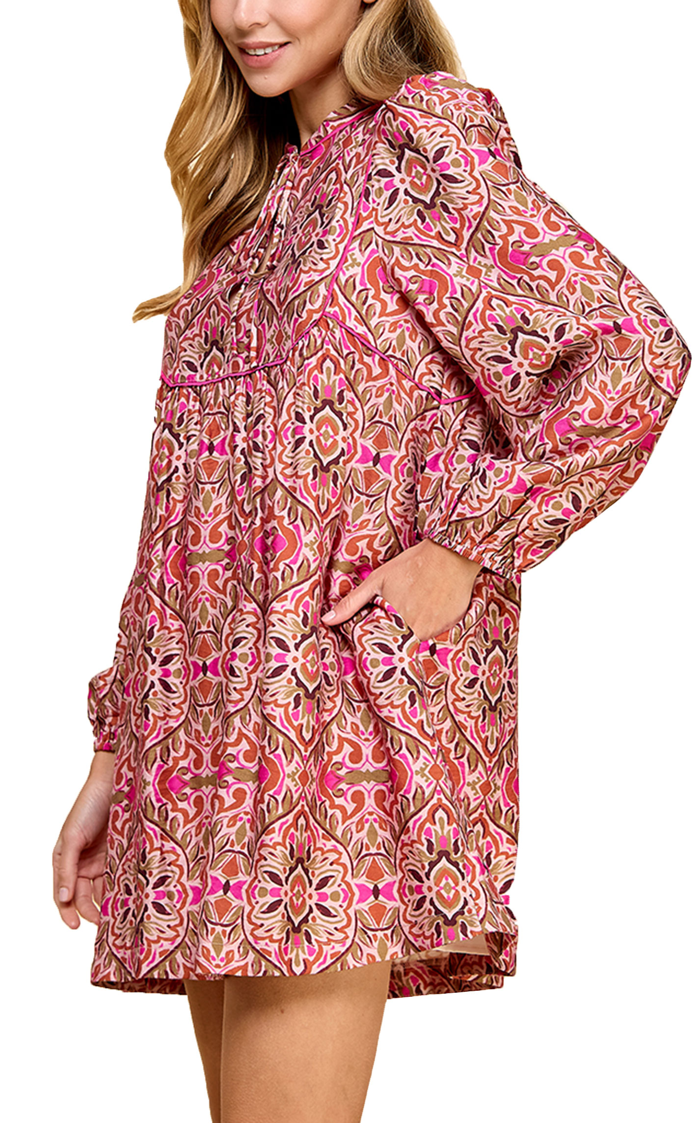 TCEC Women's Fuchsia Floral Print Dress - Image 1
