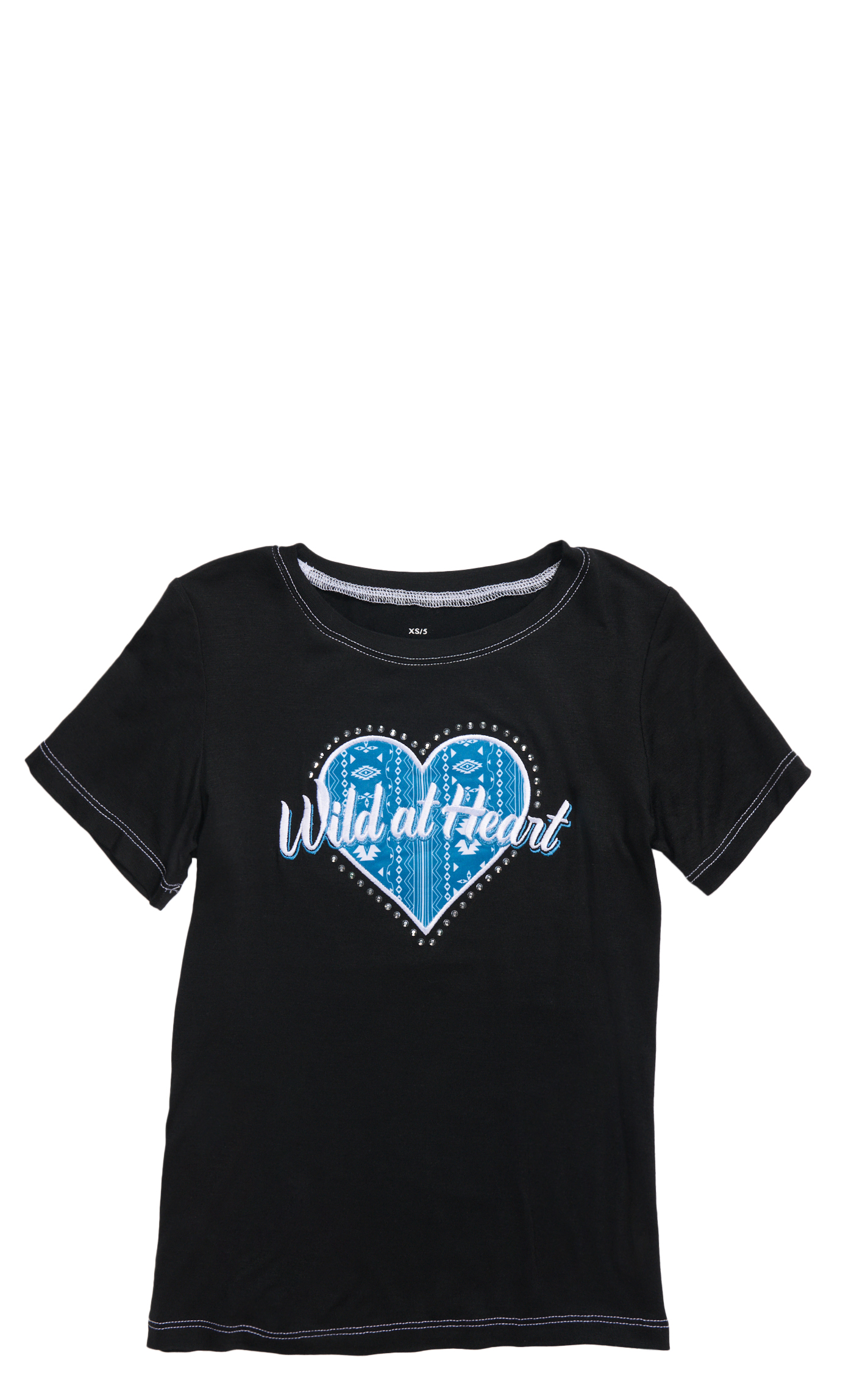 Cowgirl Hardware Girl's Black & Wild at Heart Embroidery Heart & Studs Top - Image 1