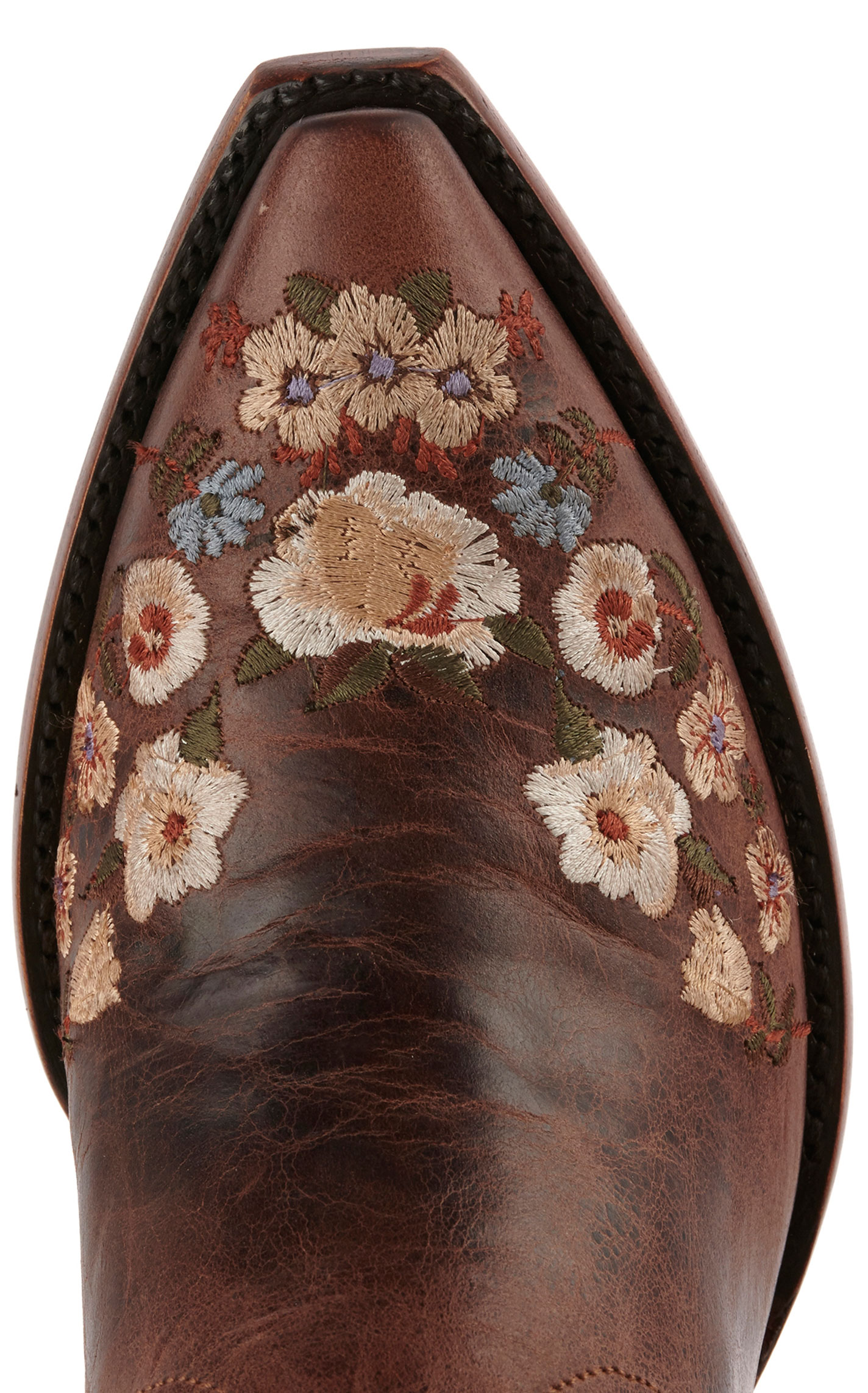 Cavender's Women's Rust Floral Embroidered Snip Toe Cowboy Boots - Image 1