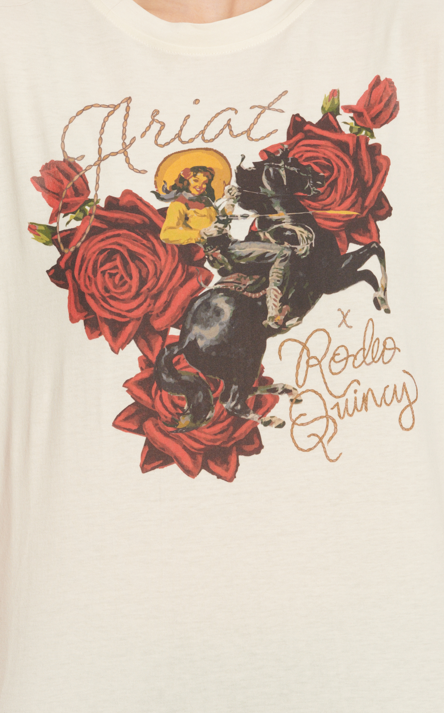 Ariat x Rodeo Quincy Women's Vanilla Cream Pin-Up Graphic Short Sleeve T-Shirt - Image 1