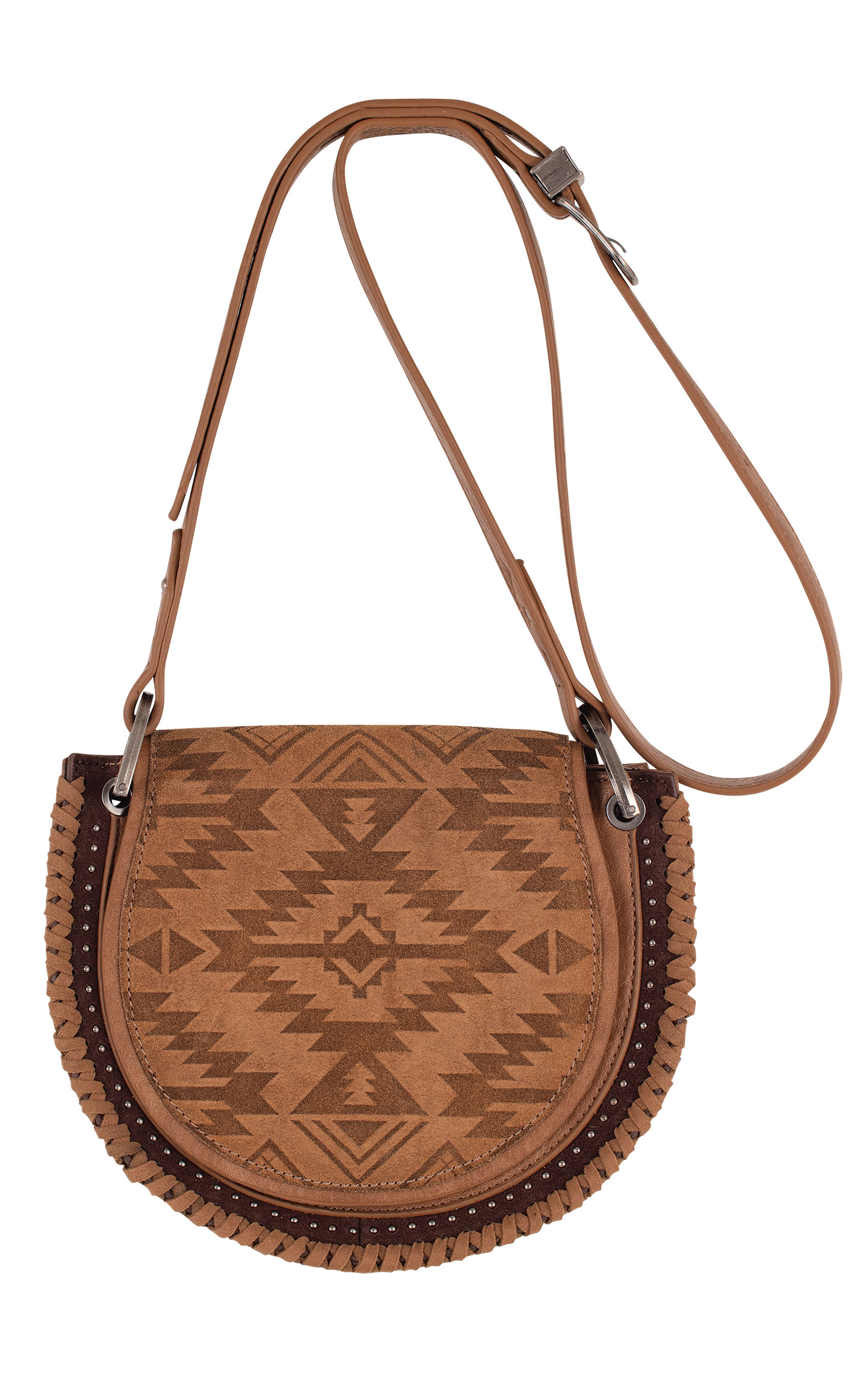 Catchfly Brown Sugar Aztec Saddlebag-Style Crossbody Bag - Image 1