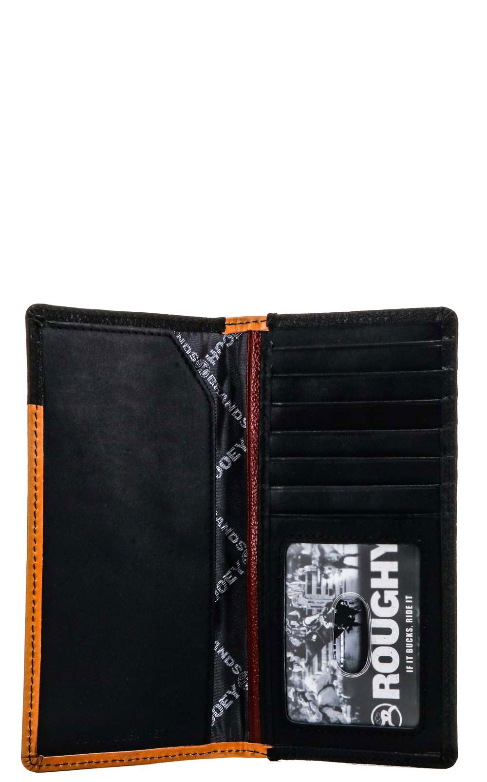 Hooey Men's Black & Tan Tooled Genuine Leather Red Inlay Rodeo Wallet - Image 1