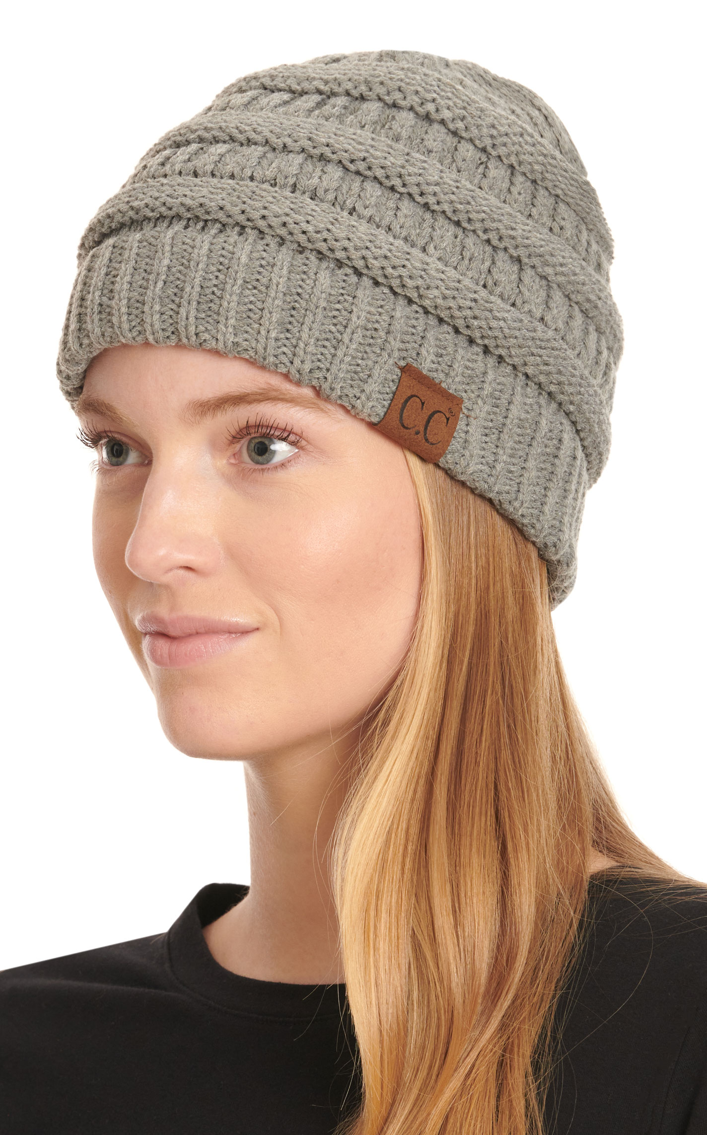 C.C. Brands Women's Solid Gray Knit Beanie - Image 1