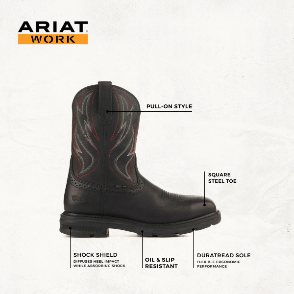 Ariat Men's Sierra Shock Shield Black Square Steel Toe Work Boots - Image 1