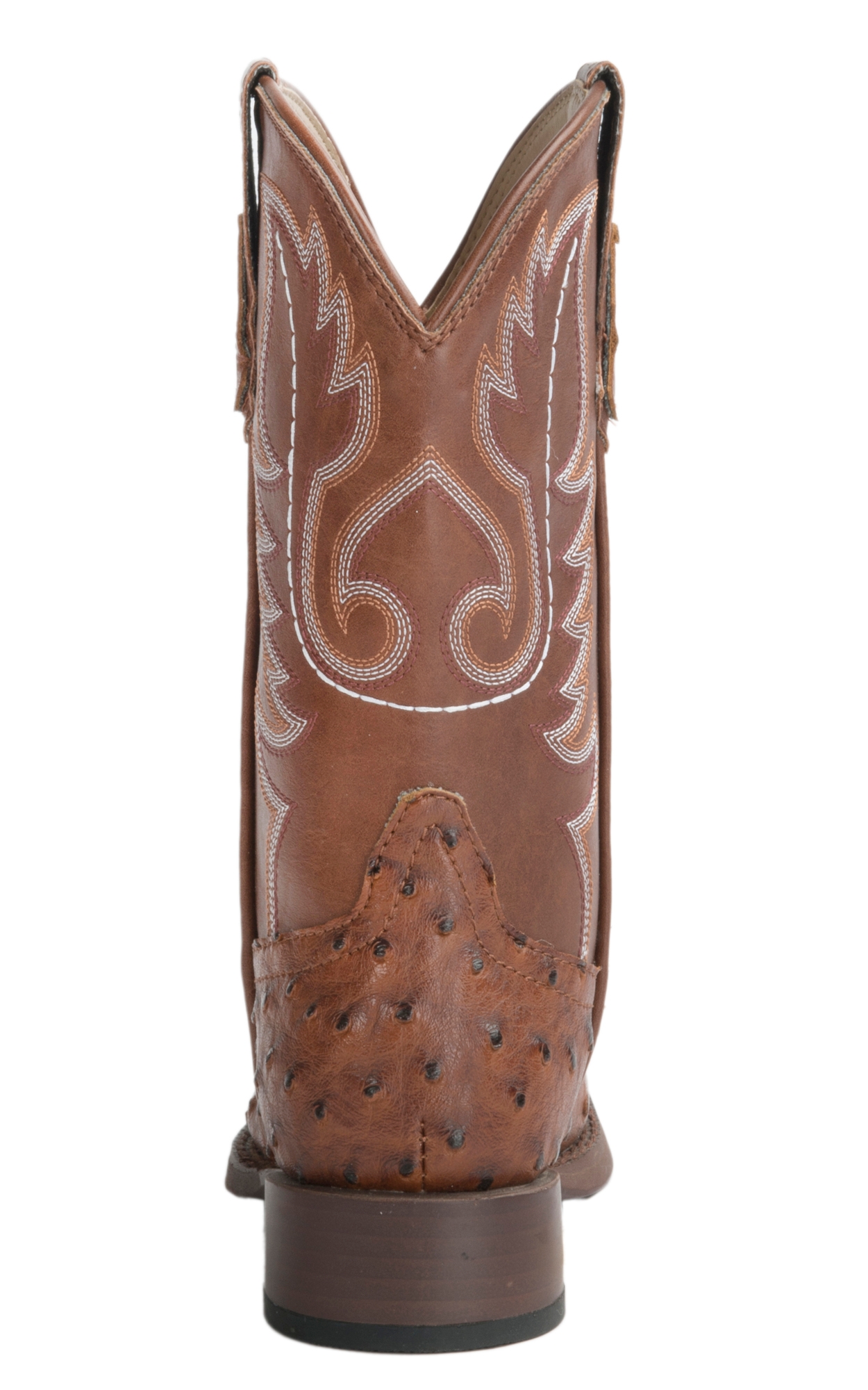 Roper Kids Brown Ostrich Print Square Toe Cowboy Boots - Image 1