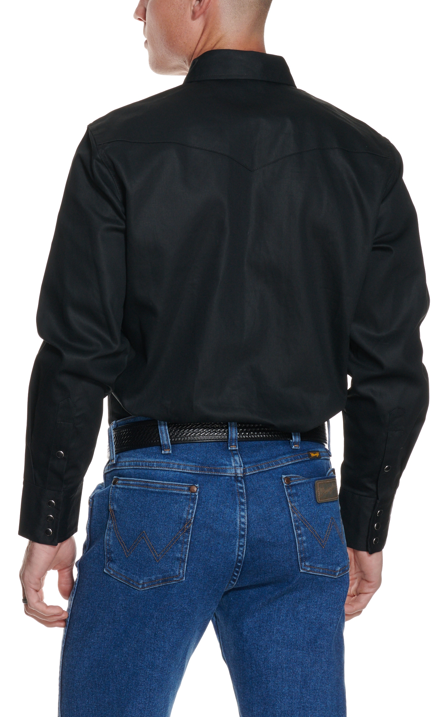 Wrangler Black Twill Long Sleeve Snap Workshirt- Big & Tall Sizes - Image 1