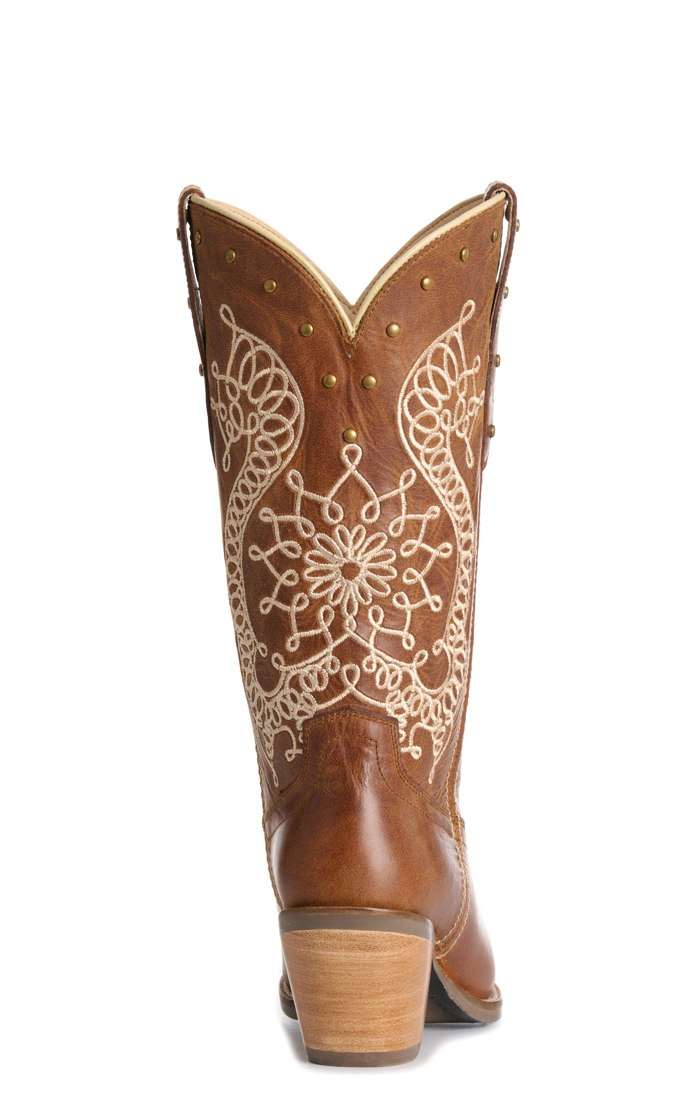 Rockin' C Women's Caramel & Cream Embroidered Snip Toe Cowboy Boots - Image 1