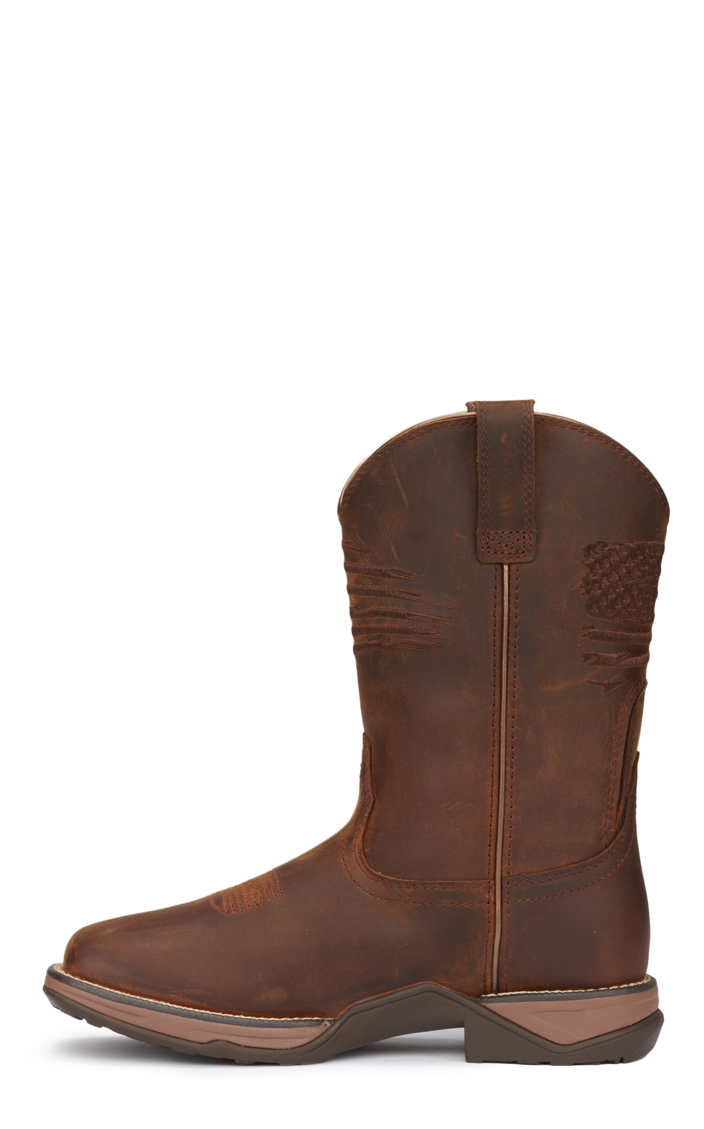 Ariat Women's Anthem Patriot H2O Distressed Brown Embroidered Flag Waterproof Square Toe Cowboy Boot - Image 1
