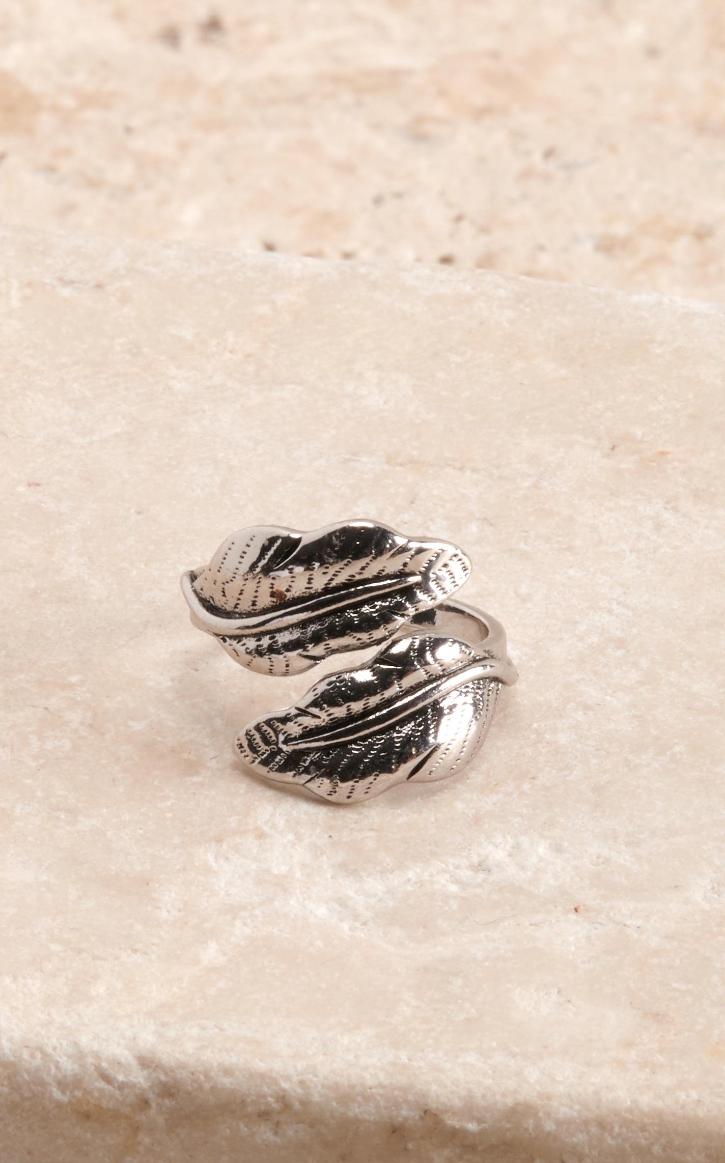 Cowgirl Confetti Women's Simple Pleasures Etched Silver Feather Adjustable Ring - Image 1