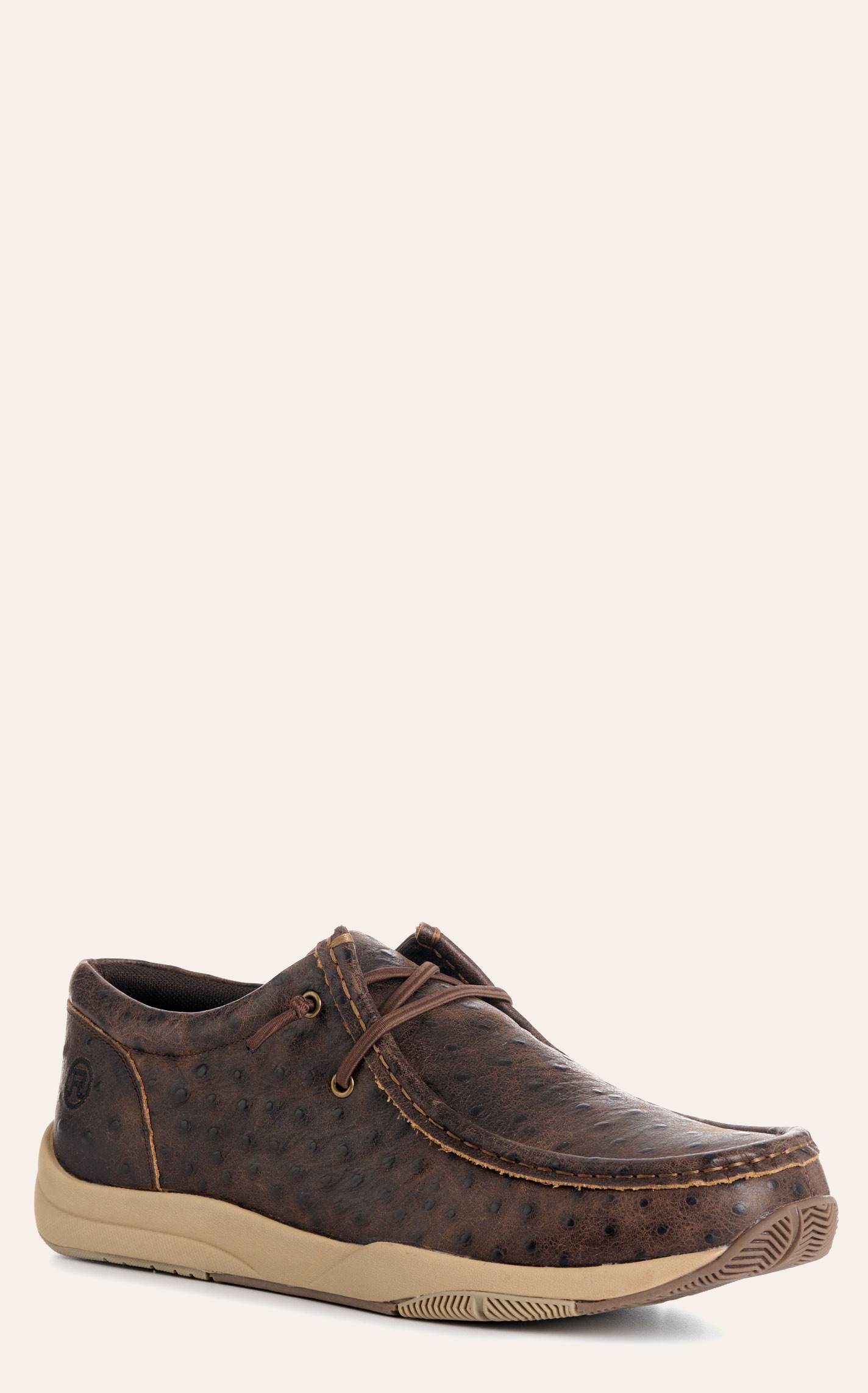 Roper Men's Coffee Ostrich Embossed Leather Chukka Casual Shoes - Image 1