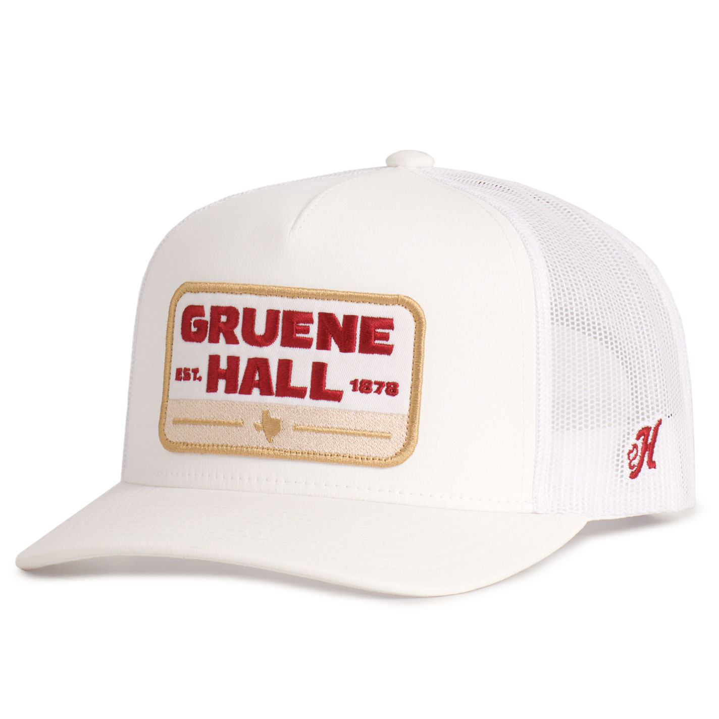 Hooey White Gruene Hall Patch 5 Panel Semi Curved Bill Cap - Image 1