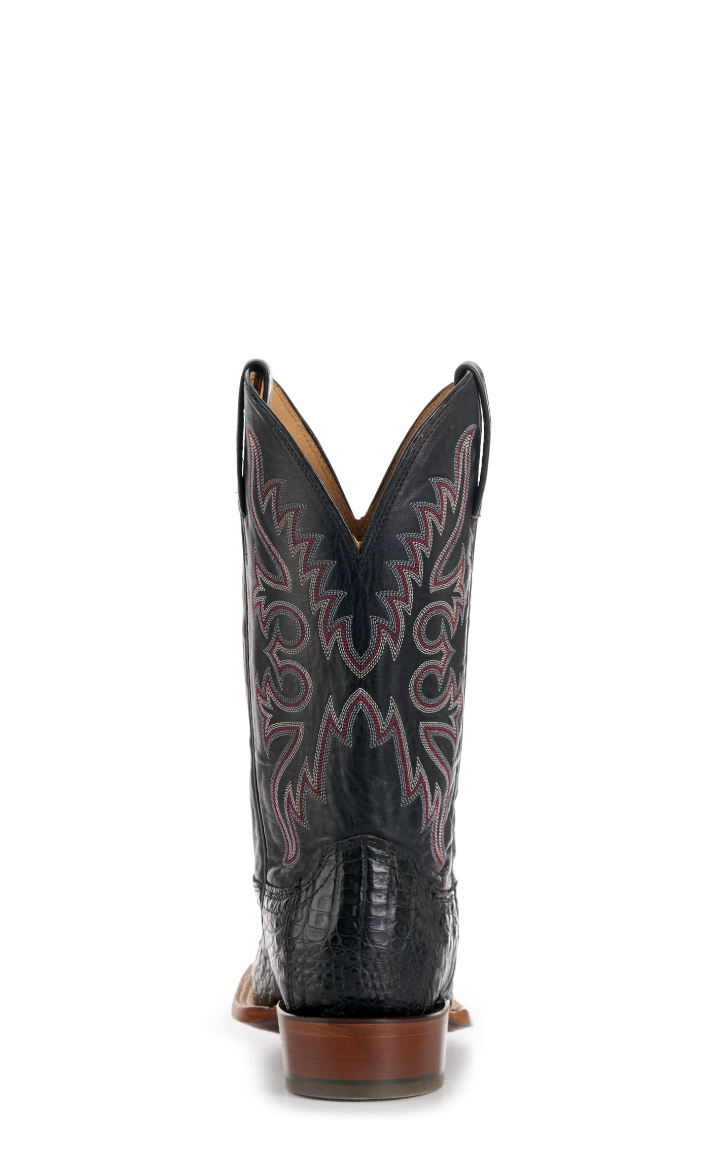 Lucchese Men's Black Fisher Hornback Caiman Leather Wide Square Toe Boots  - Image 1