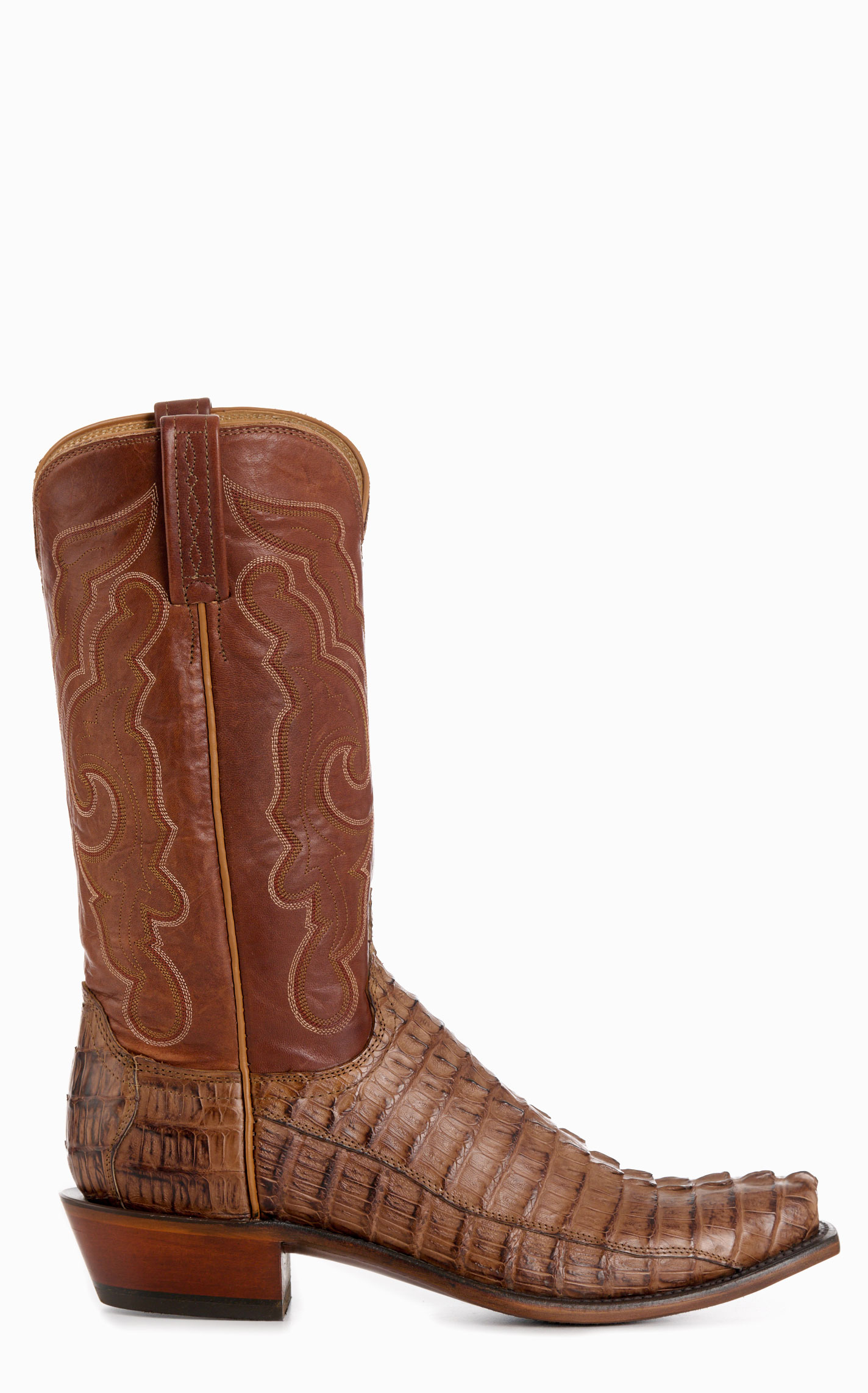 Lucchese Men's Tawny Franklin Hornback Caiman Leather Narrow Square Toe Boots - Image 1