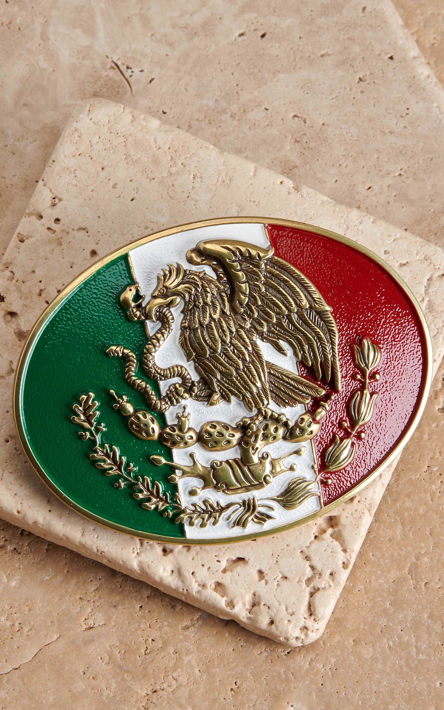 Ariat Mexican Flag with Gold Oval Belt Buckle - Image 1