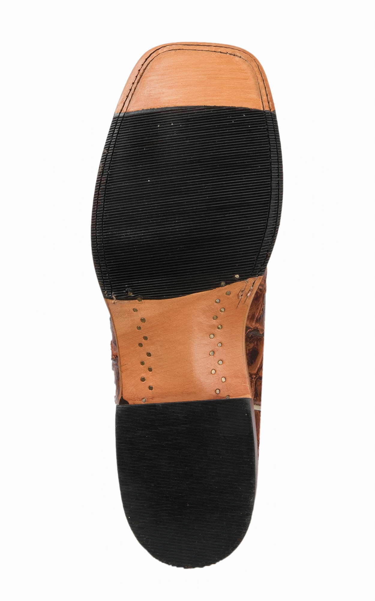 Anderson Bean Men's Horse Power Cognac Fish Print and Blue Double Welt Wide Square Toe Cowboy Boots - Image 1
