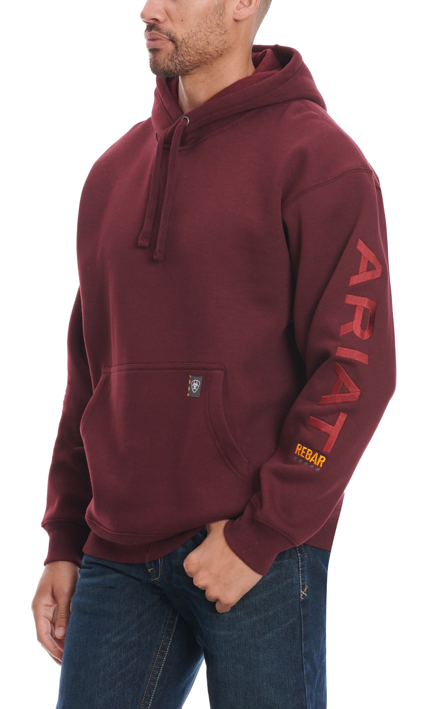 Ariat Rebar Men's Malbec 10 OZ All Weather Heavyweight Pullover Hoodie - Image 4
