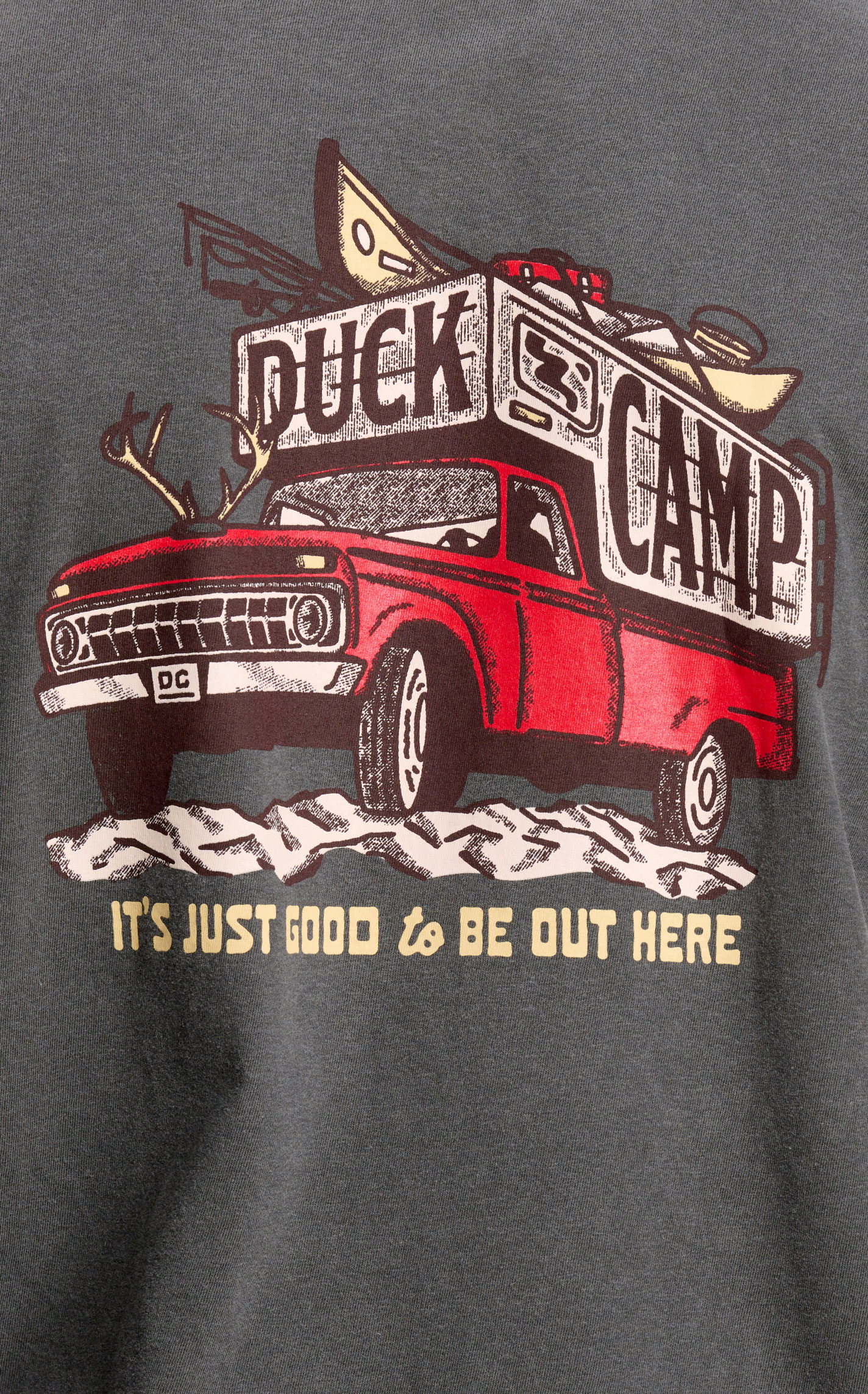 Duck Camp Men's Charcoal Truck Logo Graphic Back T-Shirt - Image 1