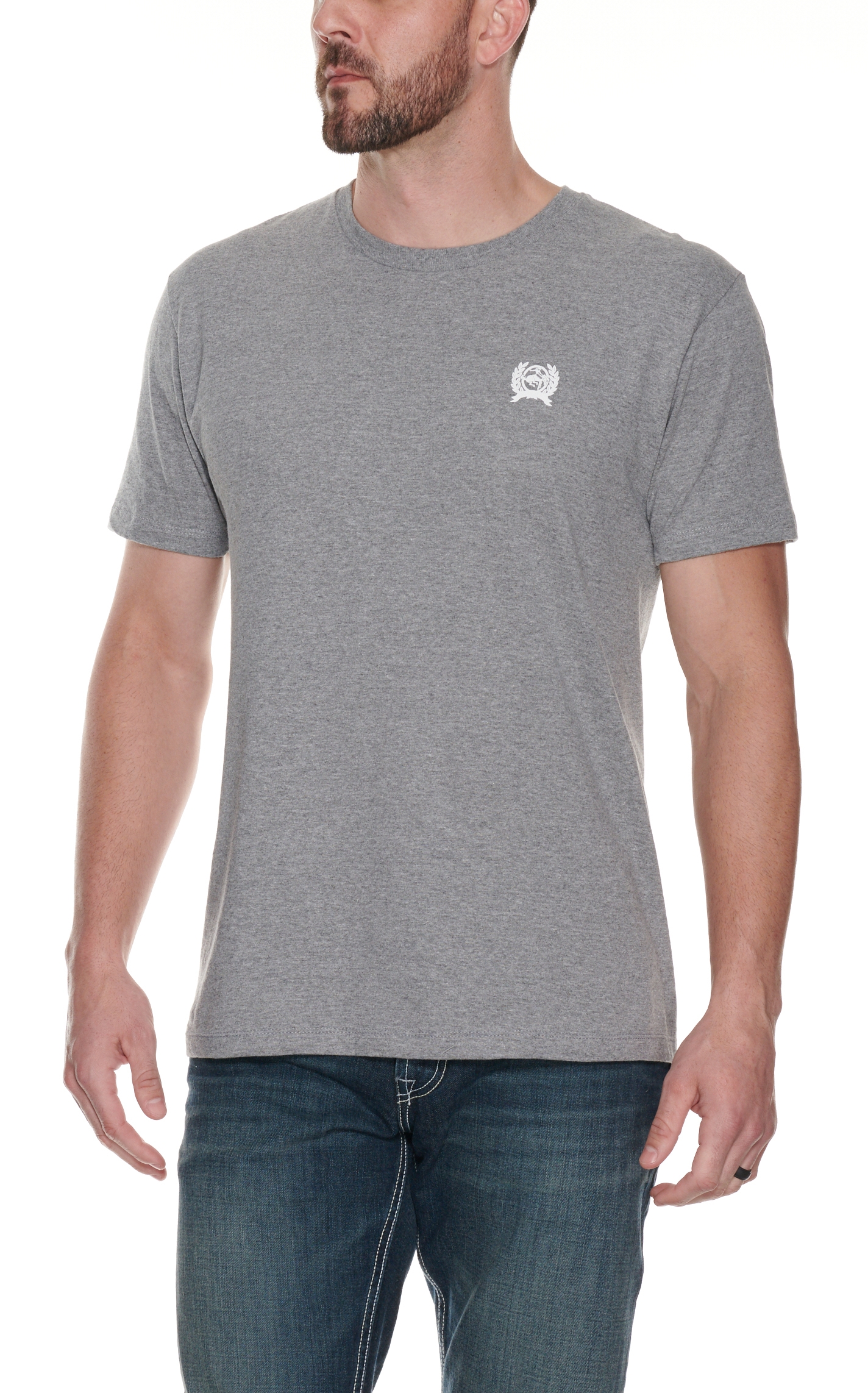 Cinch Men's Heather Gray with Flag Logo Short Sleeve T-Shirt - Image 1