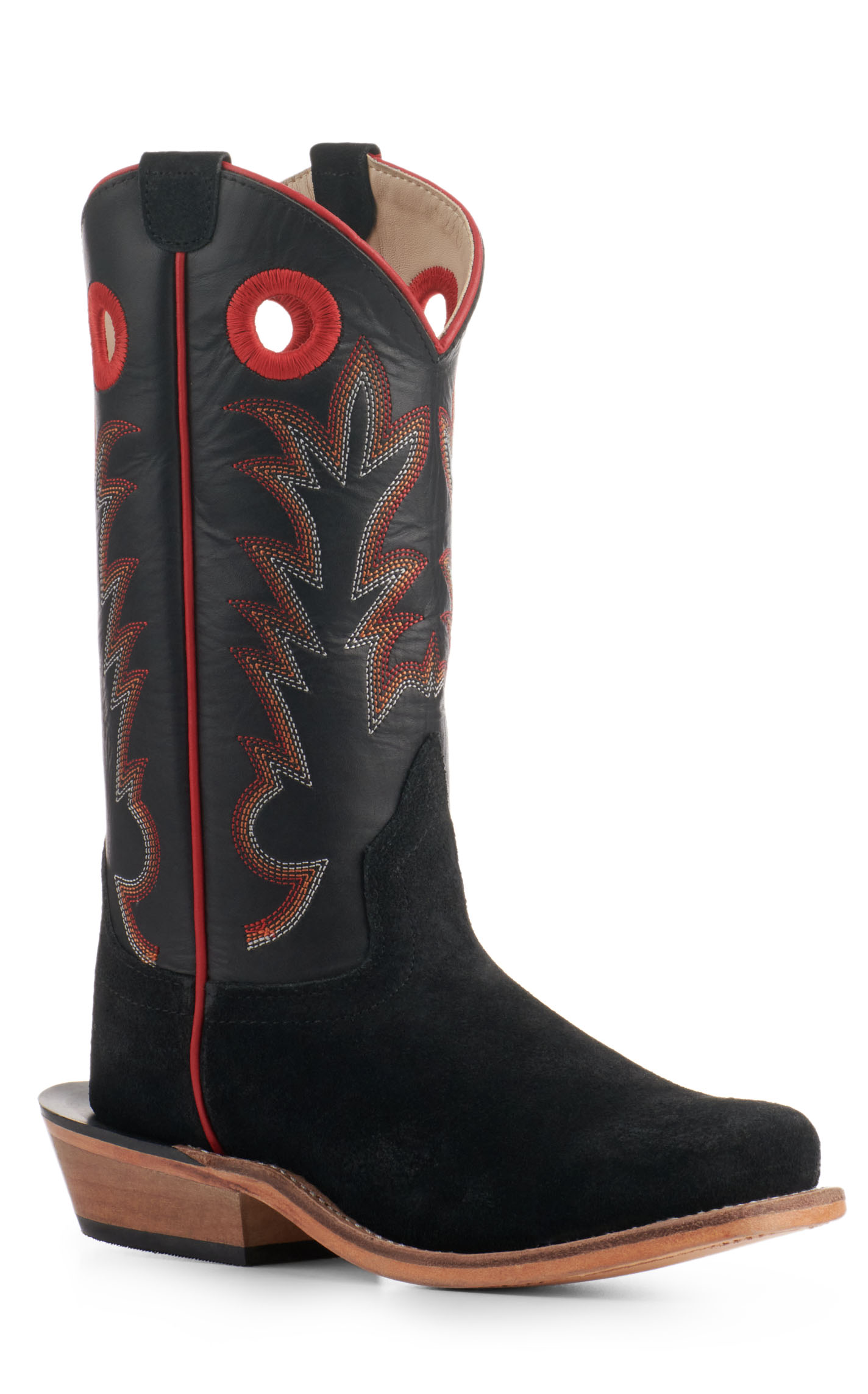 Old West Kids' Black with Black Suede Square Toe Cowboy Boots - Image 1