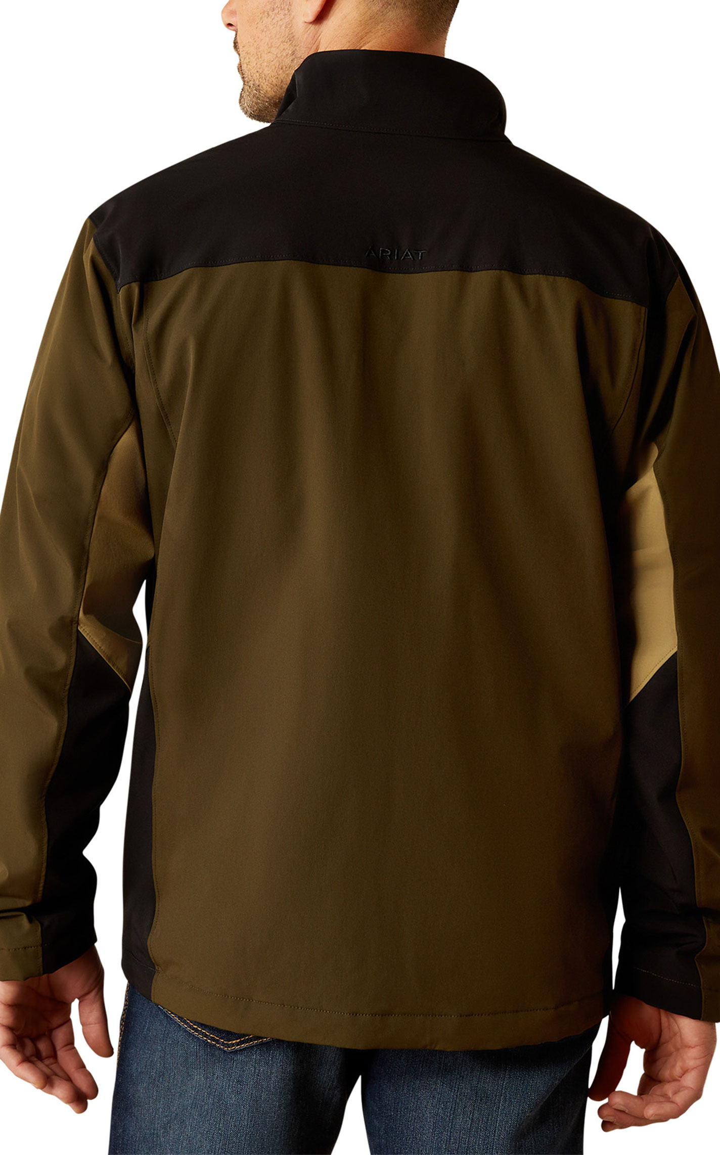 Ariat Men's Pioneer Black & Army Green Stretch Softshell Jacket - Image 1