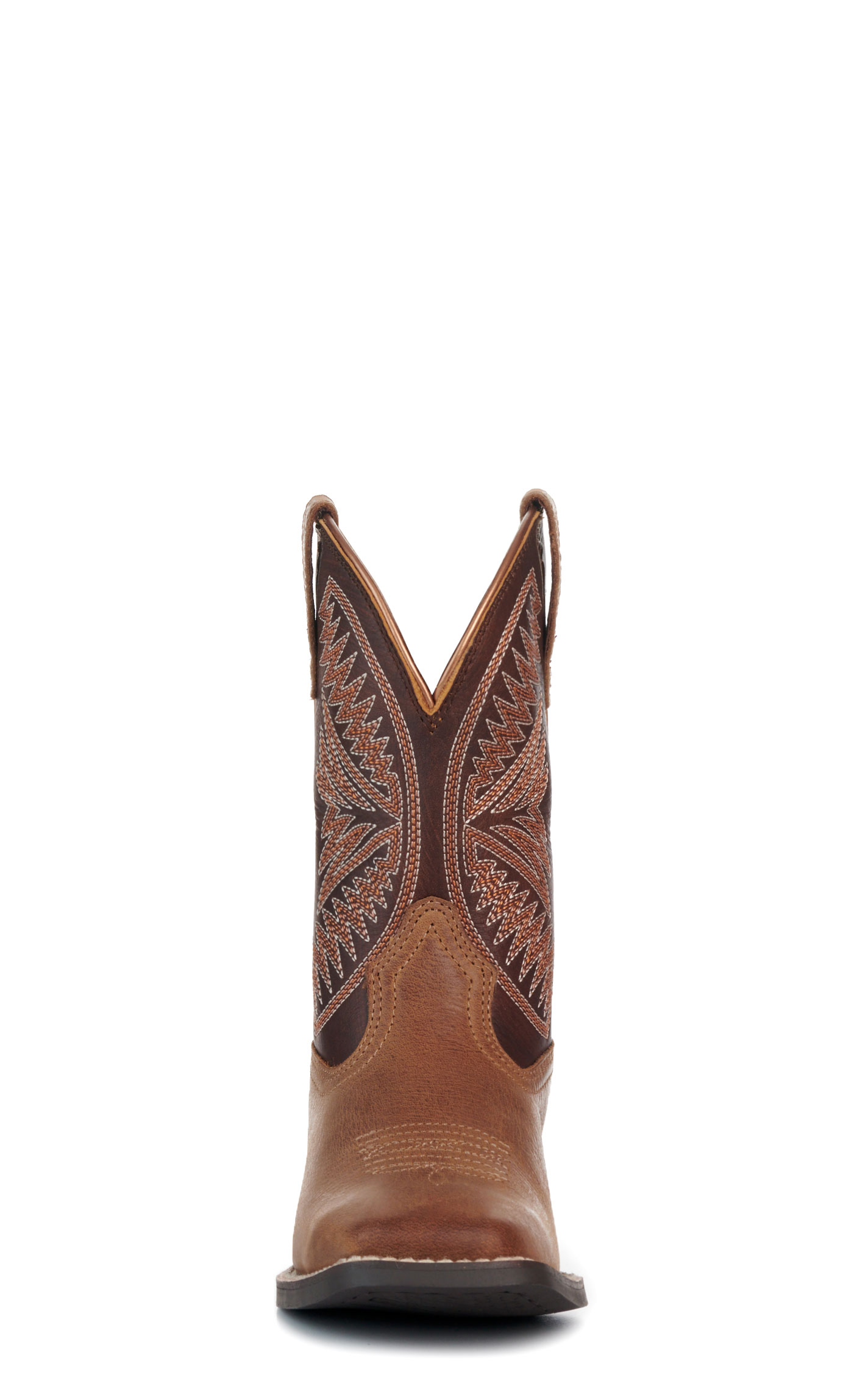 Ariat Youth Pearl & Chocolate Brown Ruidoso Wide Square Toe Cowboy Boots - Image 1