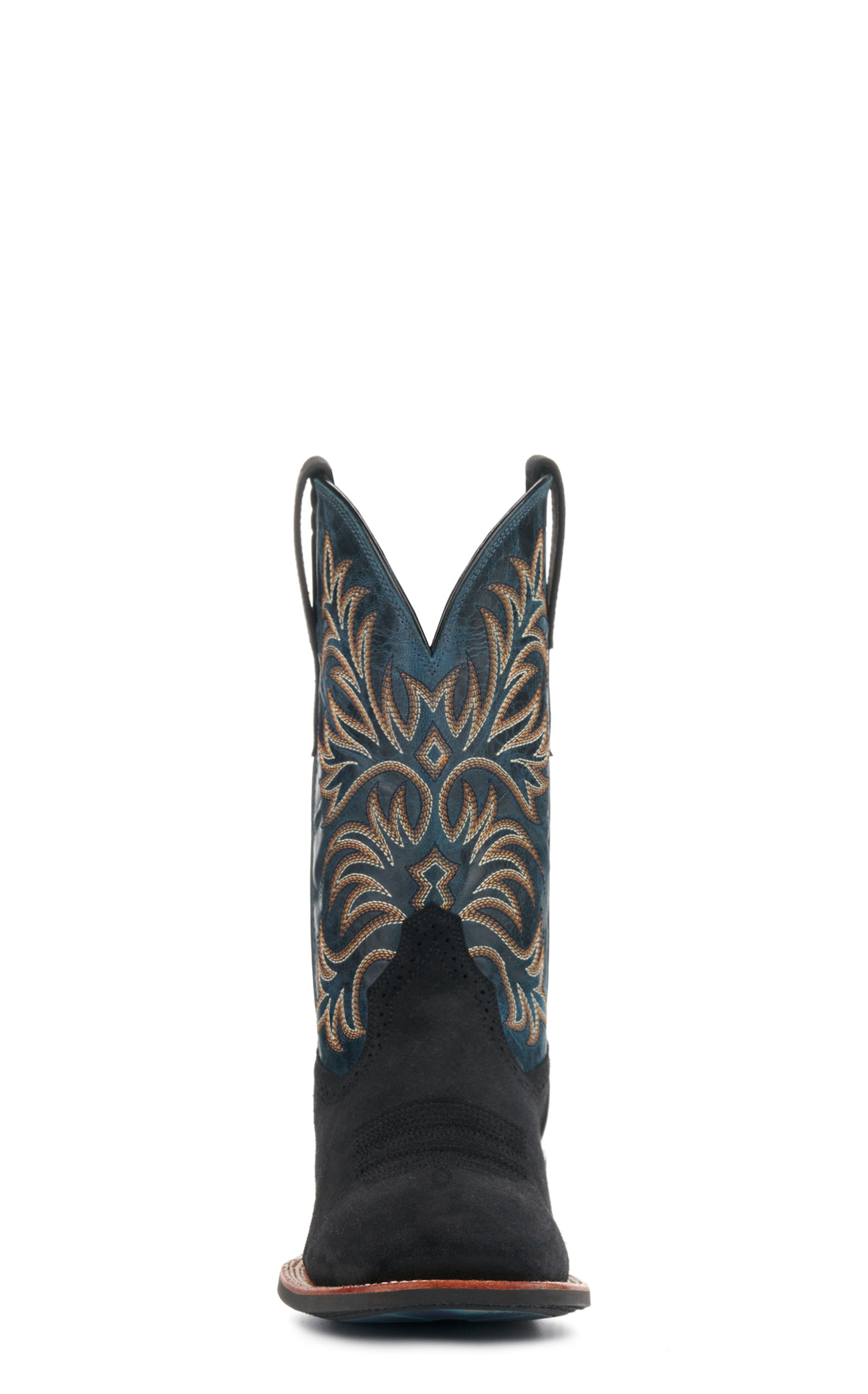 Ariat Men's Oakwood Black Roughout Suede and Dirty Denim Wide Square Toe Cowboy Boots - Image 1