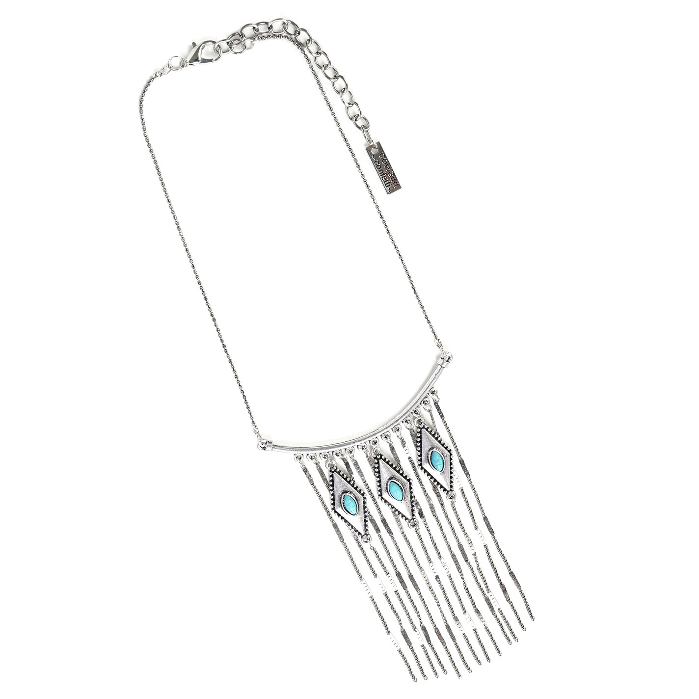 Cowgirl Confetti Silver & Turquoise Passionate Dance Chain Bib Necklace - Image 1