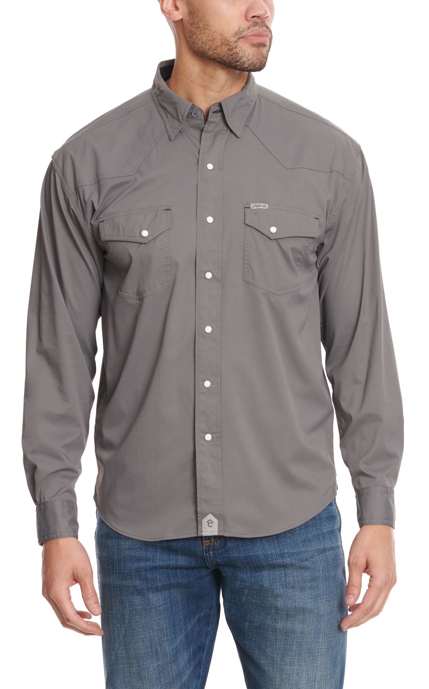 Rafter C Outdoors Men's Cement Gray Long Sleeve Fishing Shirt - Image 2
