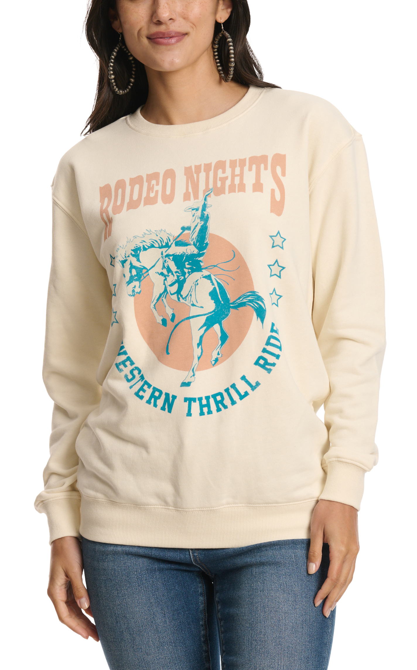 Lotus Fashion Women's Cream Rodeo Nights Graphic Pullover - Image 1