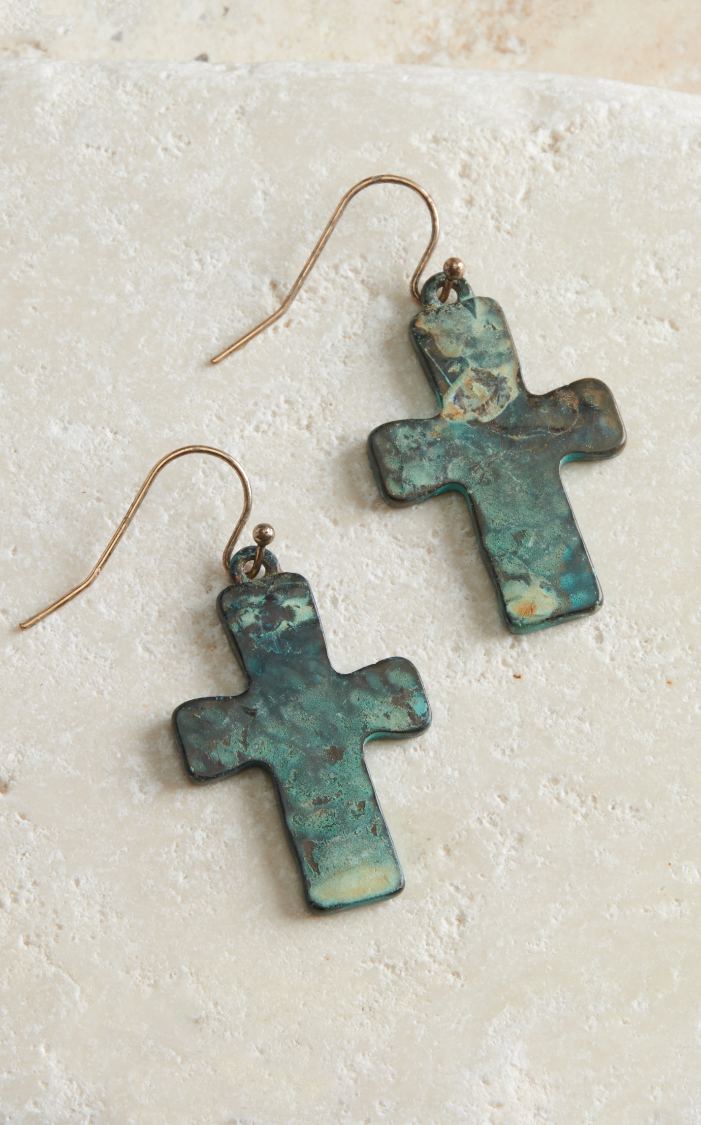 Blazin Roxx Brown Strands and Patina Cross Jewelry Set - Image 1