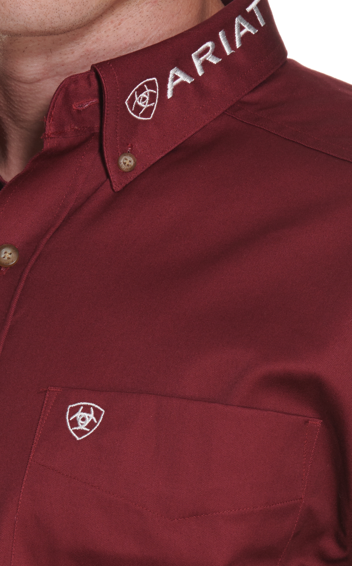 Ariat Men's Burgundy Team Logo Long Sleeve Western Shirt - Image 1
