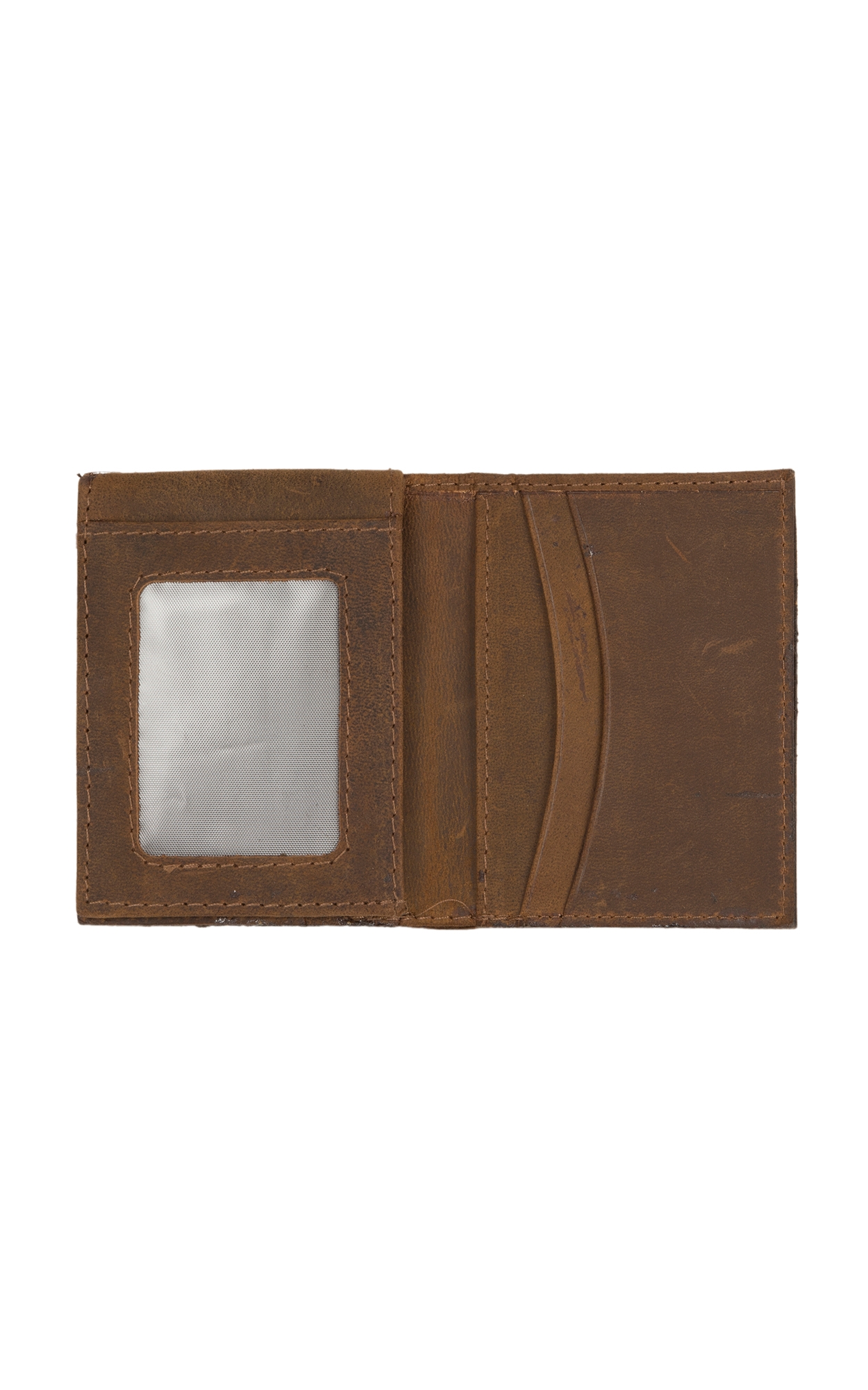 STS Ranchwear Foreman Collection Men's Distressed Brown Leather Hidden Cash Tri-Fold Wallet - Image 1
