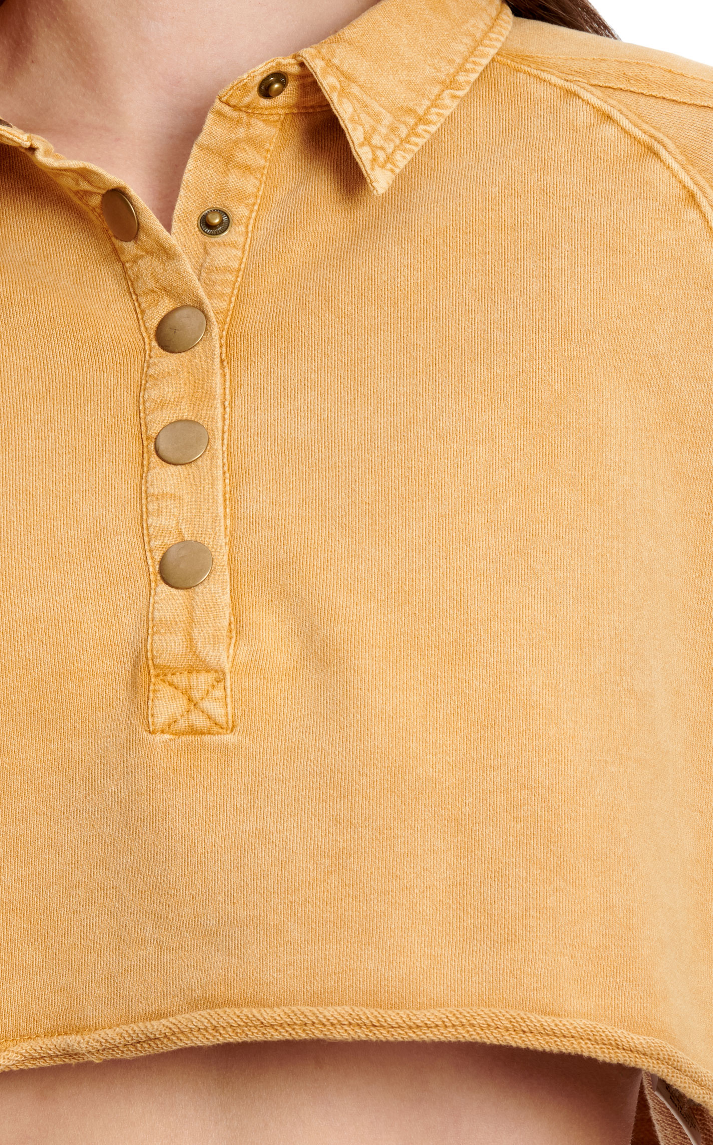 Blue B Women's Camel Cropped Henley Style Top - Image 1