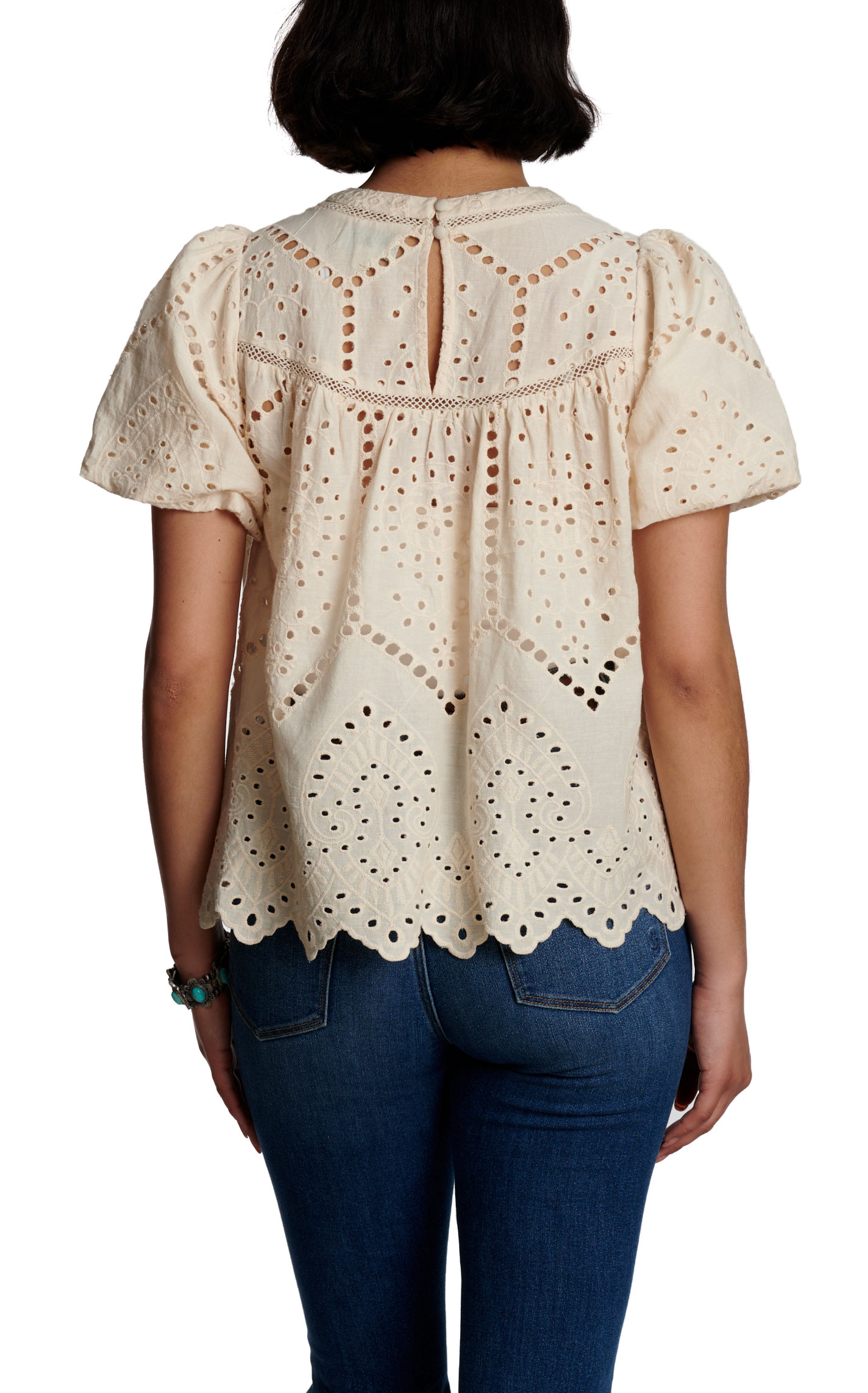 Rockin' C Women's Antique Ivory Eyelet Top - Image 1