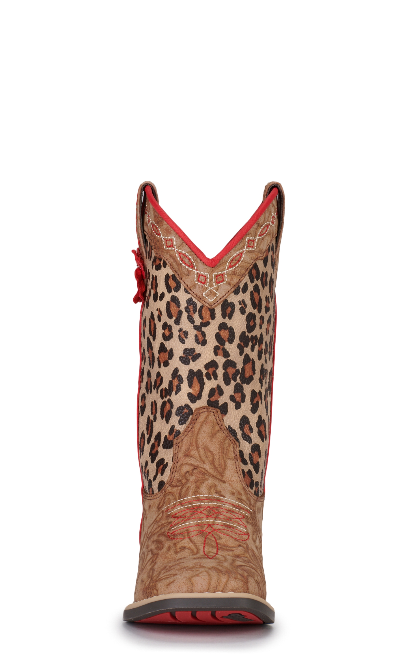 Twister Girls' Avery Tan Floral and Leopard Print Square Toe Cowboy Boots - Image 1