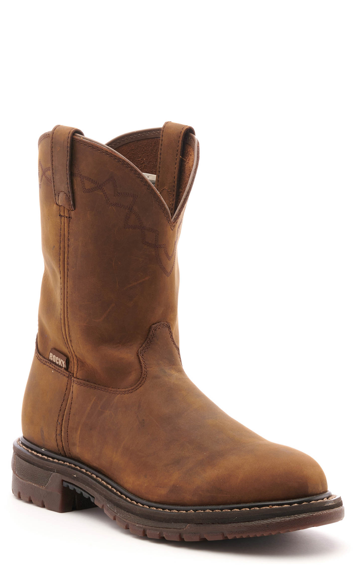Rocky Men's Original Ride Brown Round Toe Wellington Work Boot - Image 1