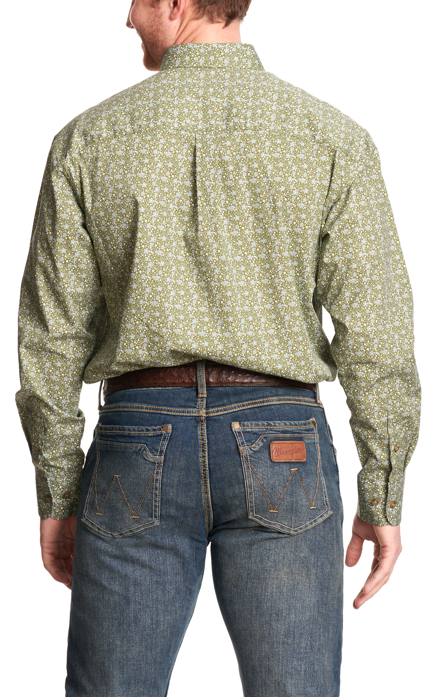 Wrangler George Strait Collection Men's Olive Floral Western Shirt - Image 1