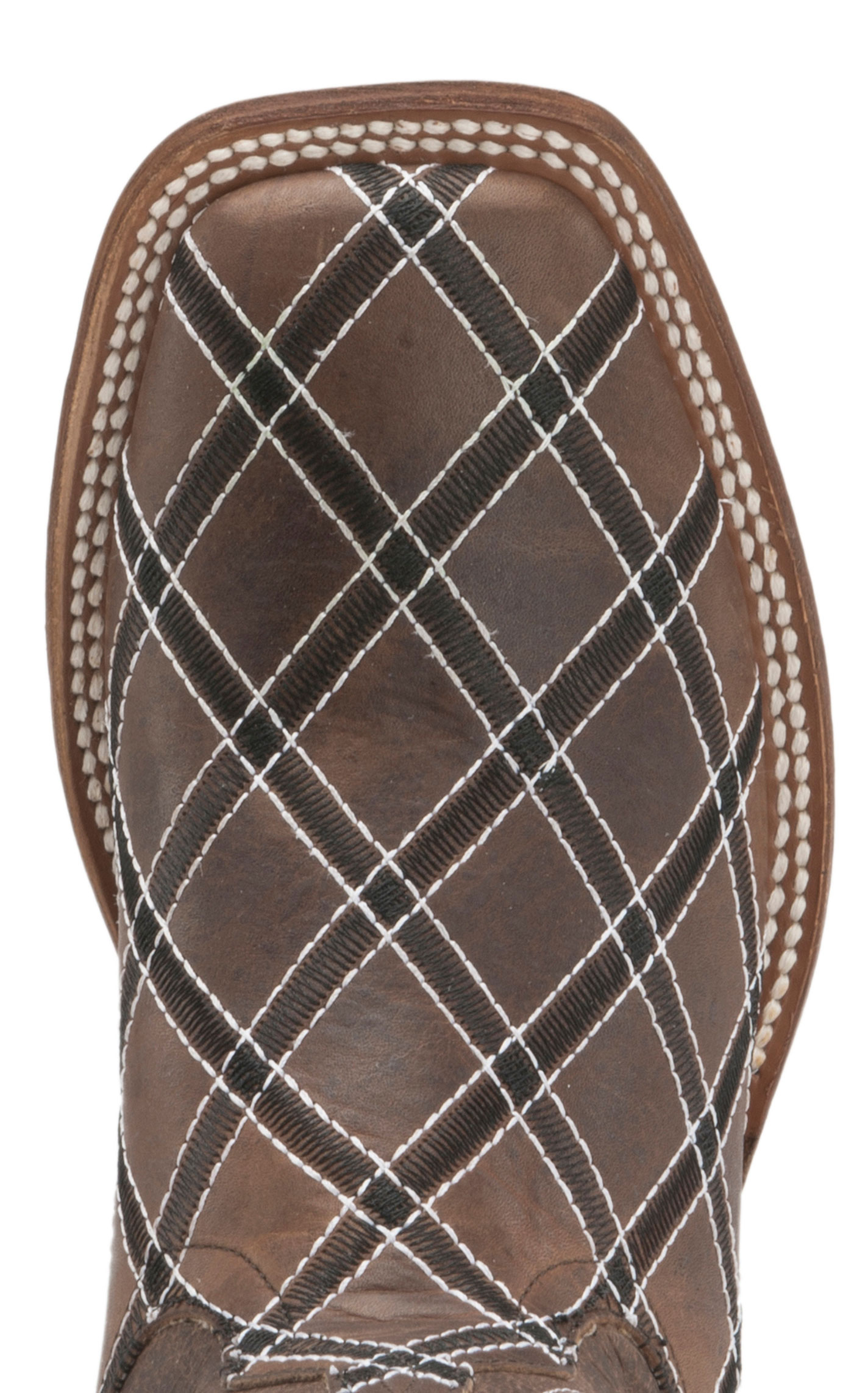 Anderson Bean Women's Macie Bean Chocolate with Diamond Stitch Embroidery Square Toe Cowboy Boots - Image 1