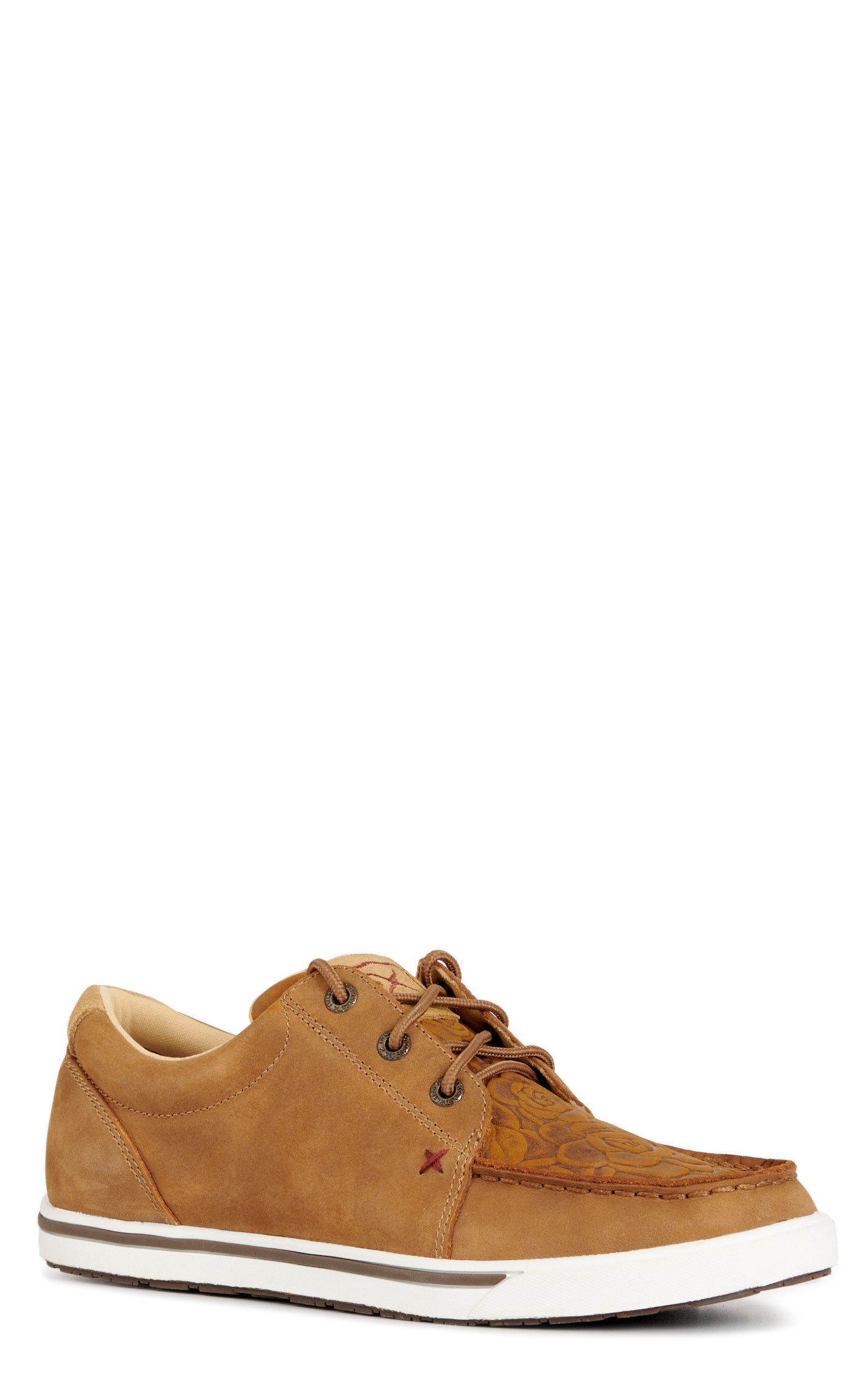 Twisted X Women's Kicks Almond Embossed Floral Print Leather Moc Toe Casual Shoes - Image 1