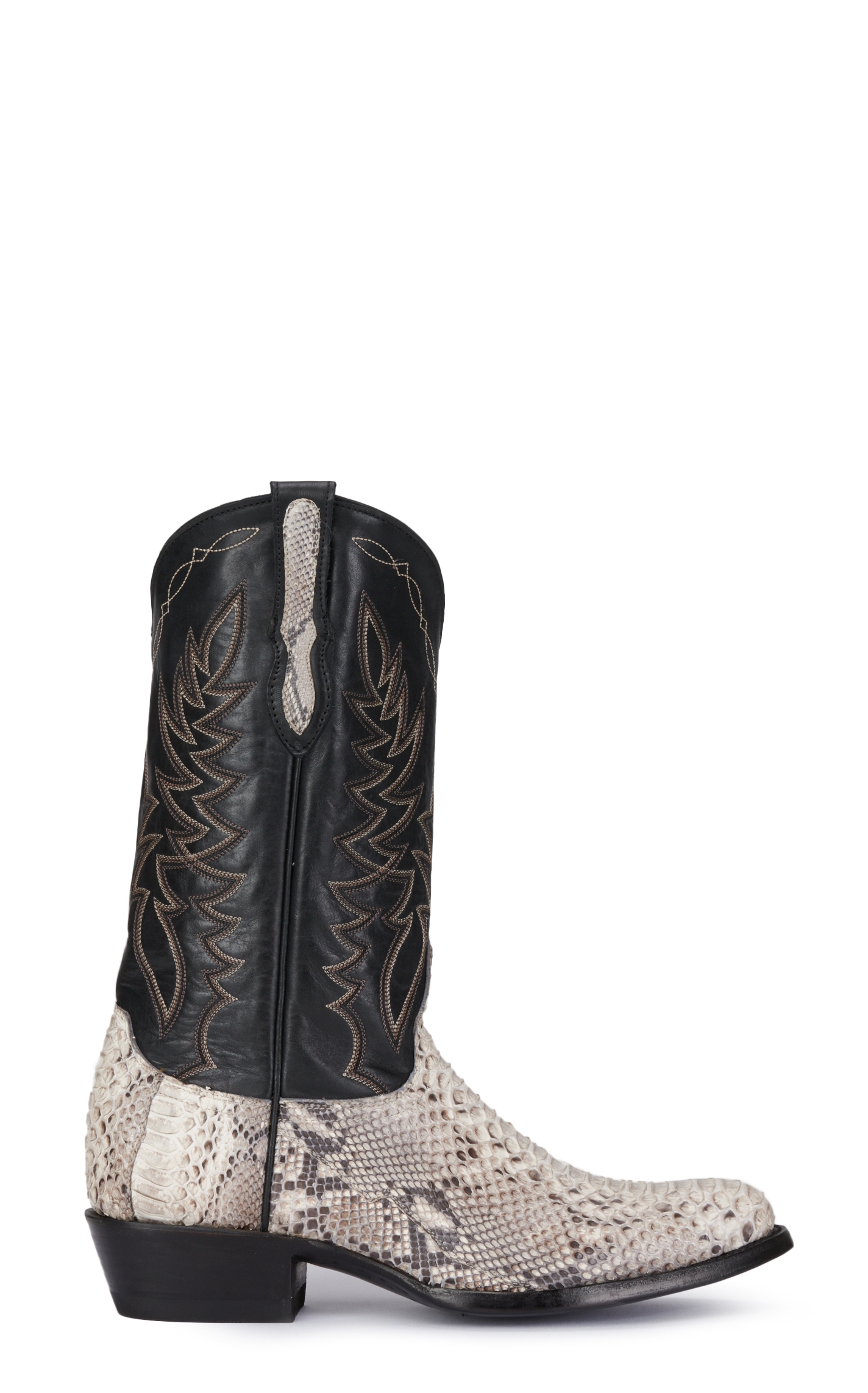 Cavender's Men's Black & Lamesa Natural Python R Toe Exotic Cowboy Boots - Image 1
