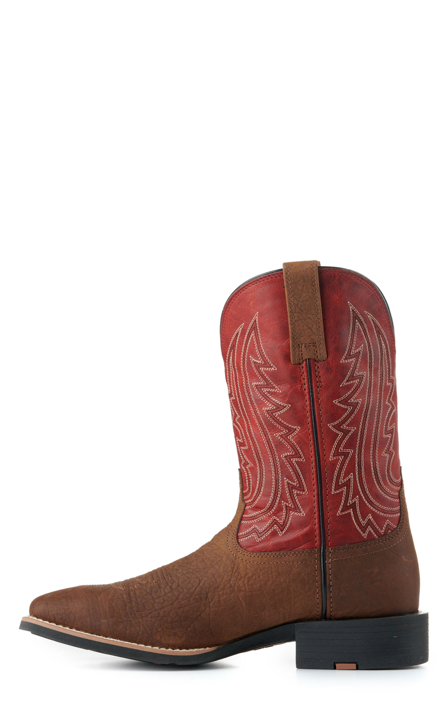 Ariat Men's Sport Big Country Dark Brown and Red Wide Square Toe Cowboy Boots - Image 1