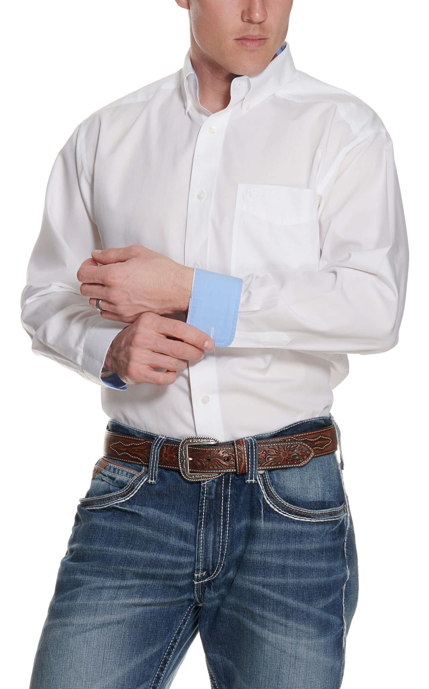 Ariat Men's White Wrinkle Free Long Sleeve Western Shirt - Image 1