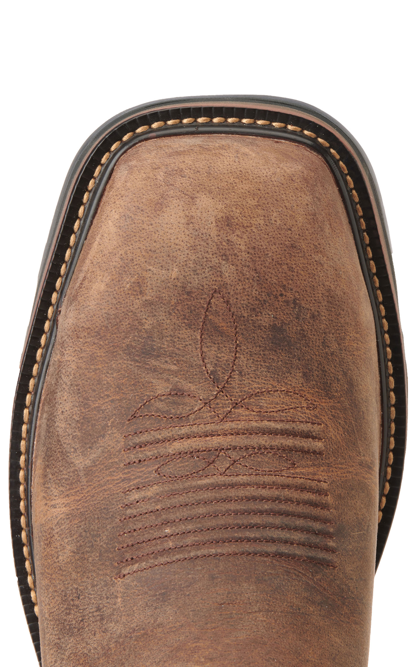 R. Watson Men's Distressed Chestnut and Ivory Bone Square Steel Toe Work Boots - Image 1