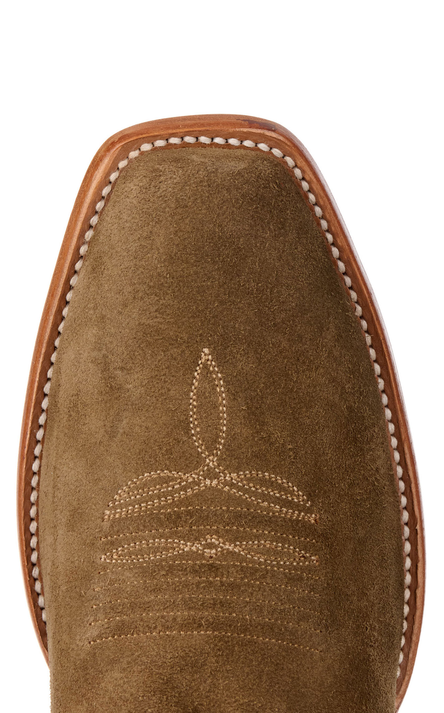 Cavender's Men's Shiitake Brown Roughout and Blue Punchy Square Toe Cowboy Boots - Image 1