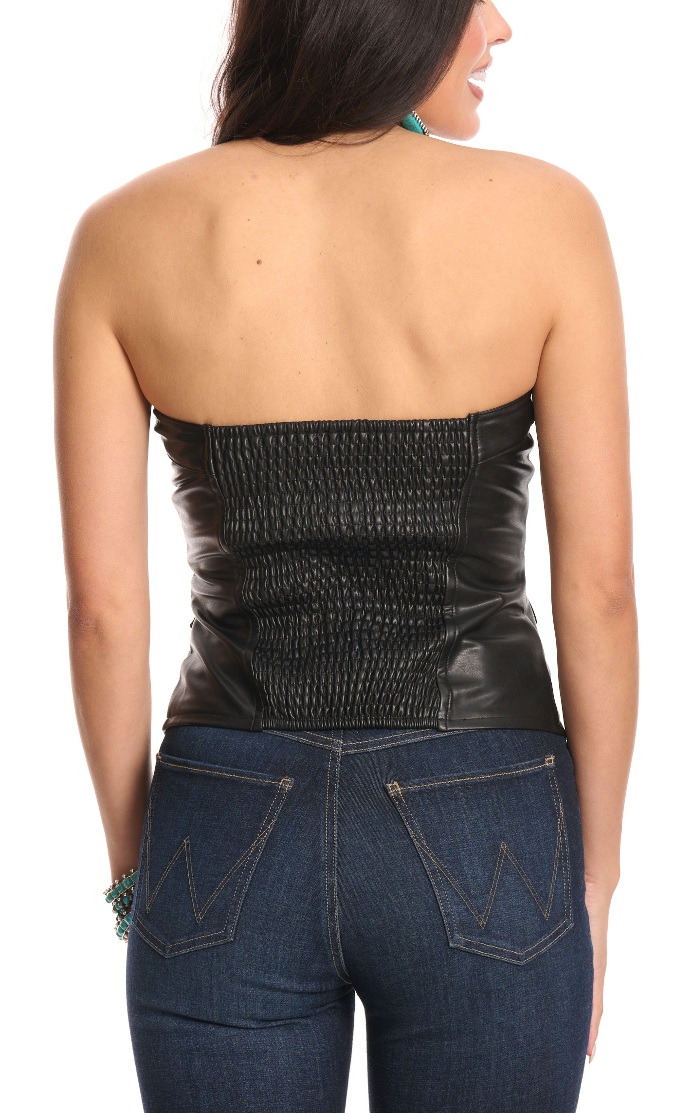 Double Zero Women's Black Faux Leather Bustier Top - Image 1