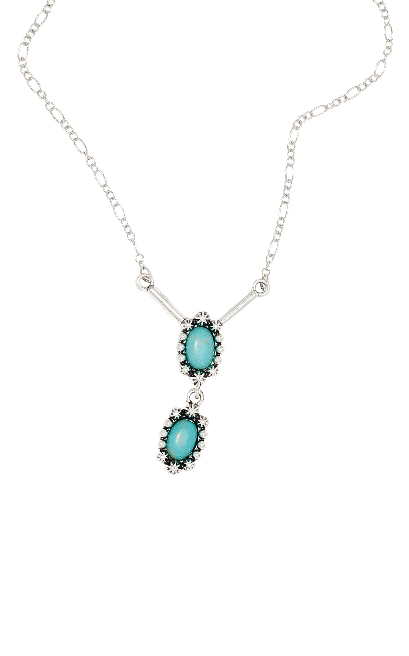 Southern Grace Silver & Turquoise Dainty Drop Necklace - Image 2