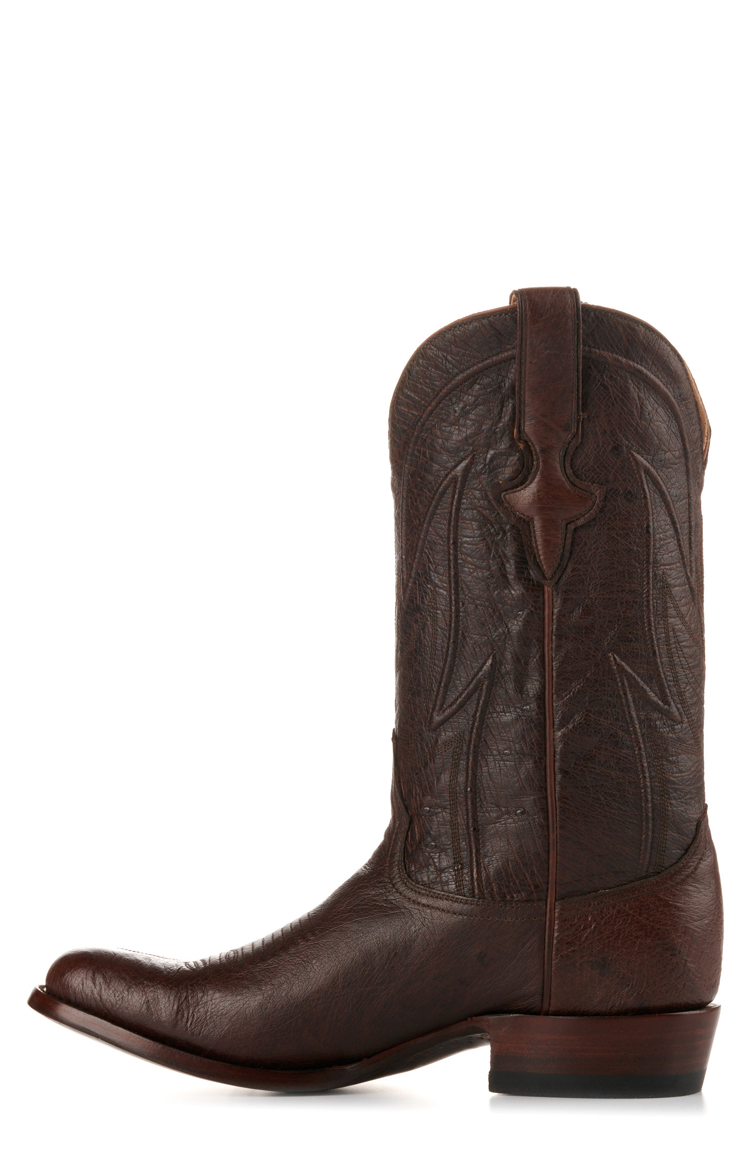 JRC & Sons Men's Cooper Smooth Quill Ostrich Round Toe Exotic Cowboy Boot in Antique Chocolate - Image 1