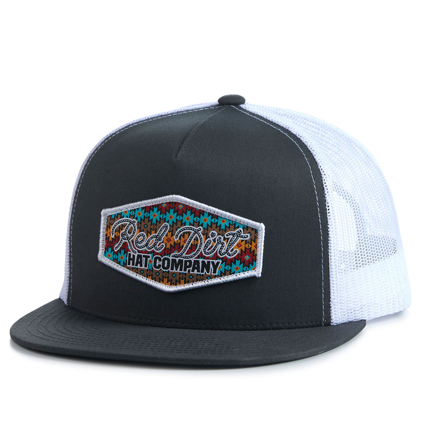 Red Dirt Hat Co. Lasso Gray and White with Aztec Patch Cap - Image 1